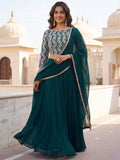 Great Green Embroidered Georgette Festive Wear Plus Size Lehenga Choli