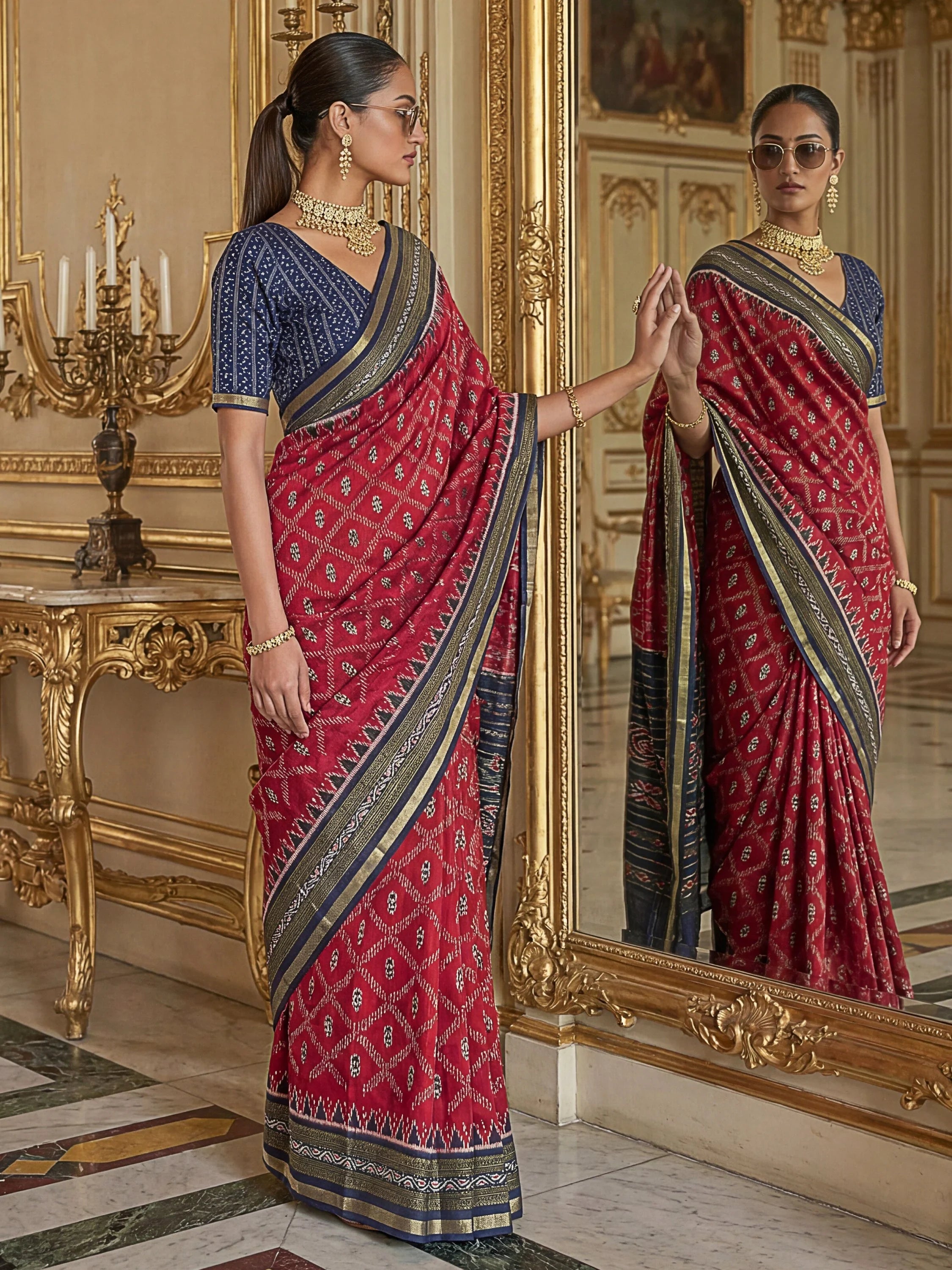 Red Stunning Zari Weaving Silk Festive Wear Saree