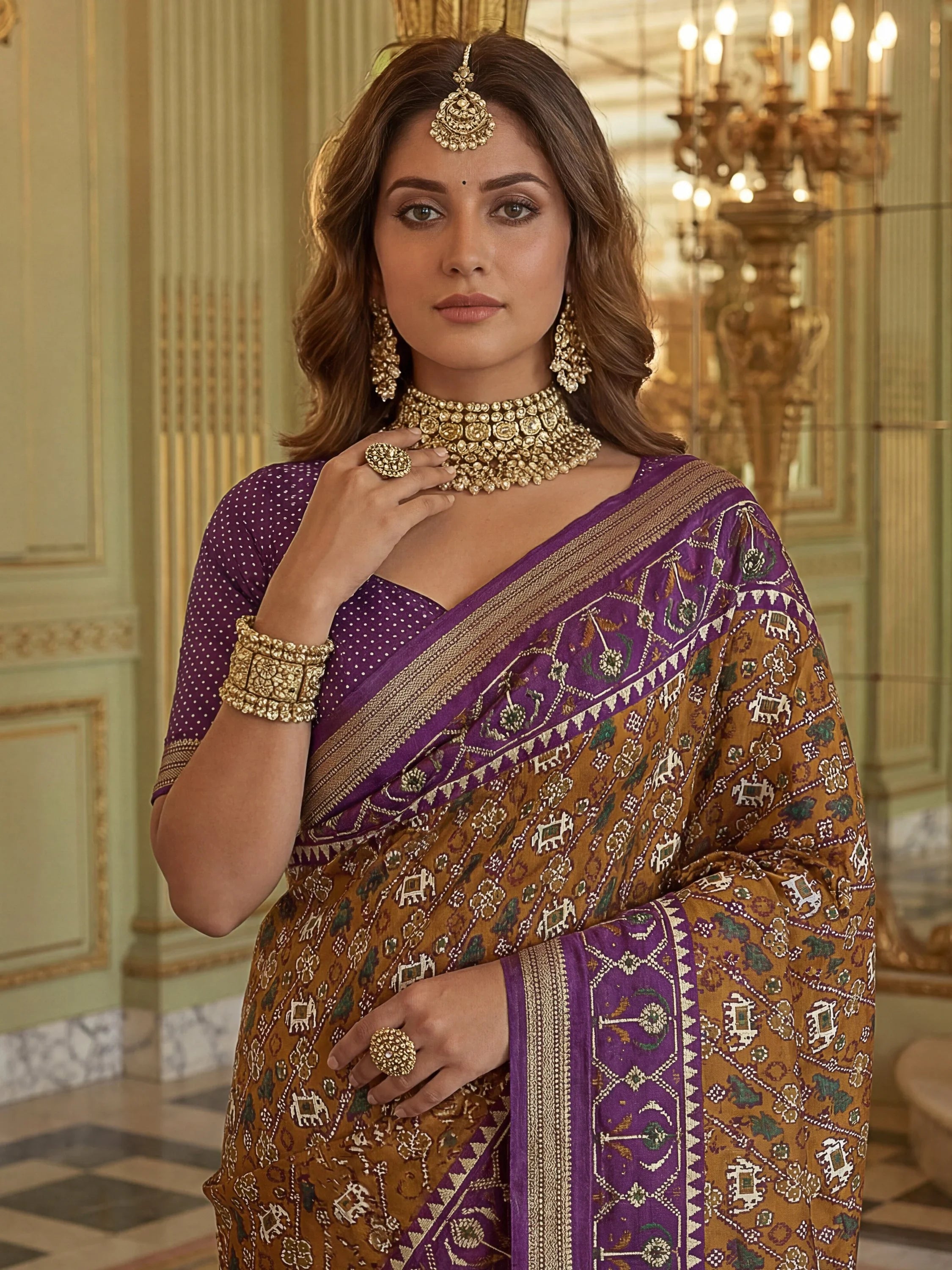 Purple Stunning Zari Weaving Silk Festive Wear Saree