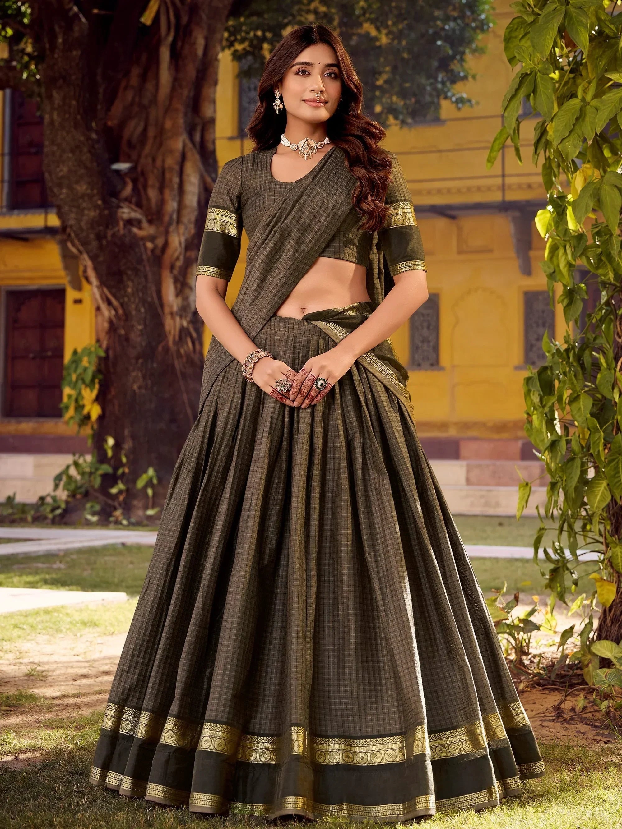 Grey Charming Digital Printed Silk Festival Wear Lehenga Choli
