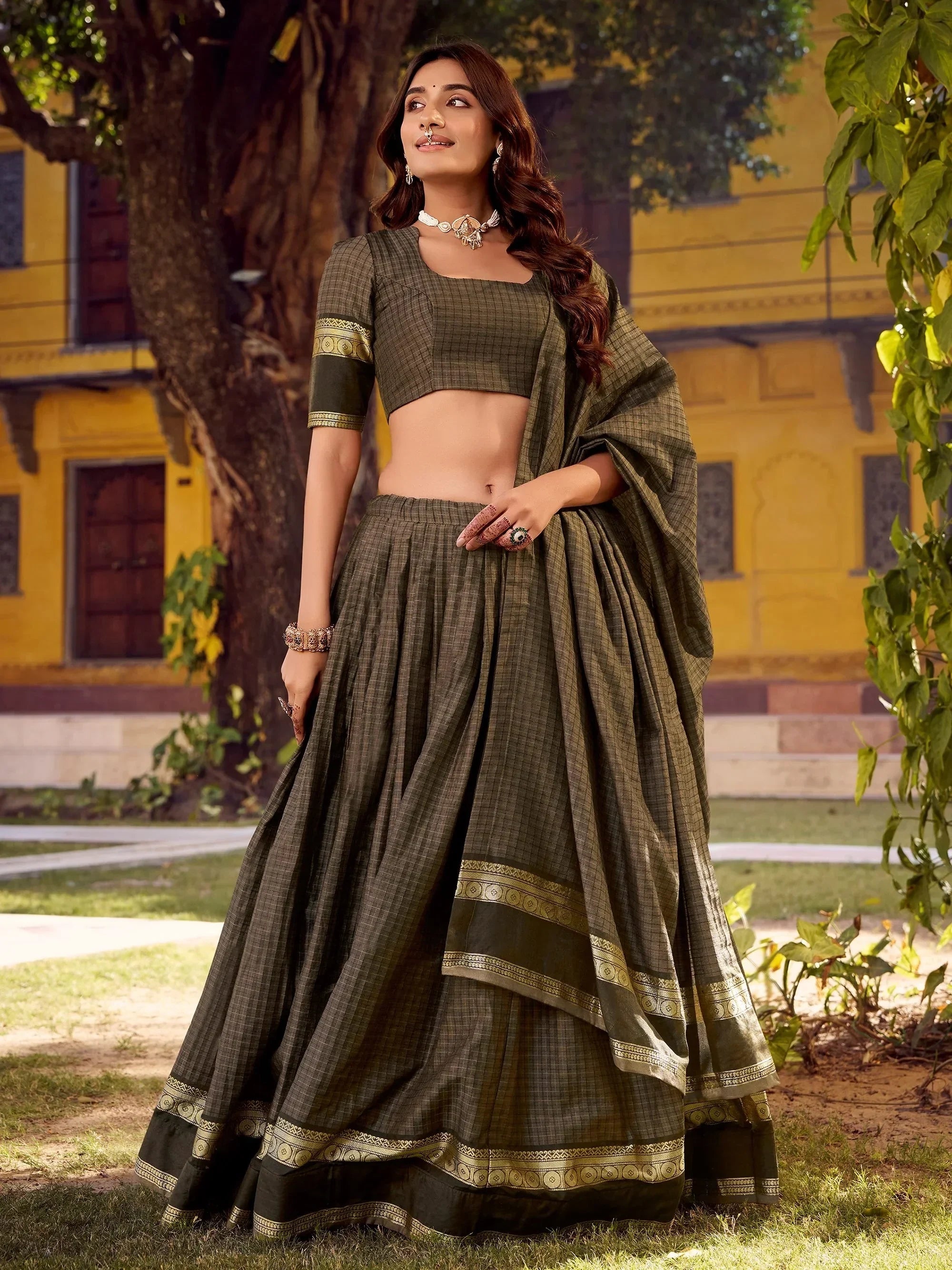 Grey Charming Digital Printed Silk Festival Wear Lehenga Choli
