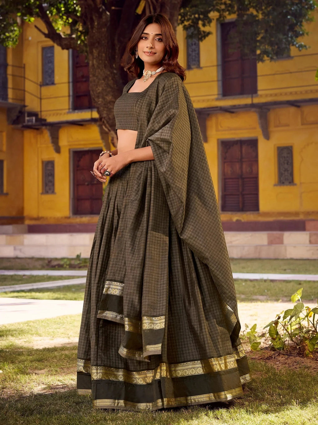 Grey Charming Digital Printed Silk Festival Wear Lehenga Choli