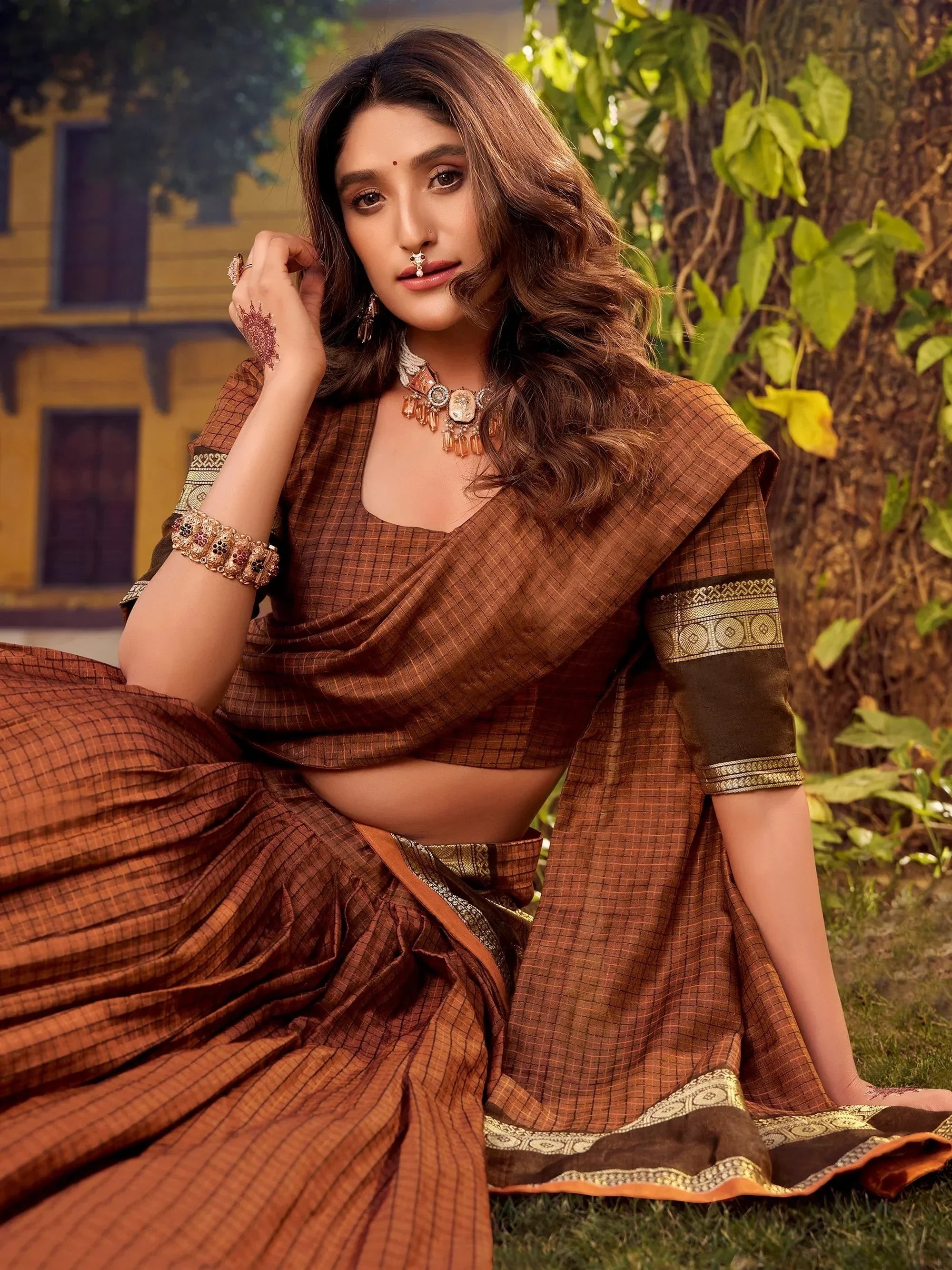 Brown Charming Digital Printed Silk Festival Wear Lehenga Choli