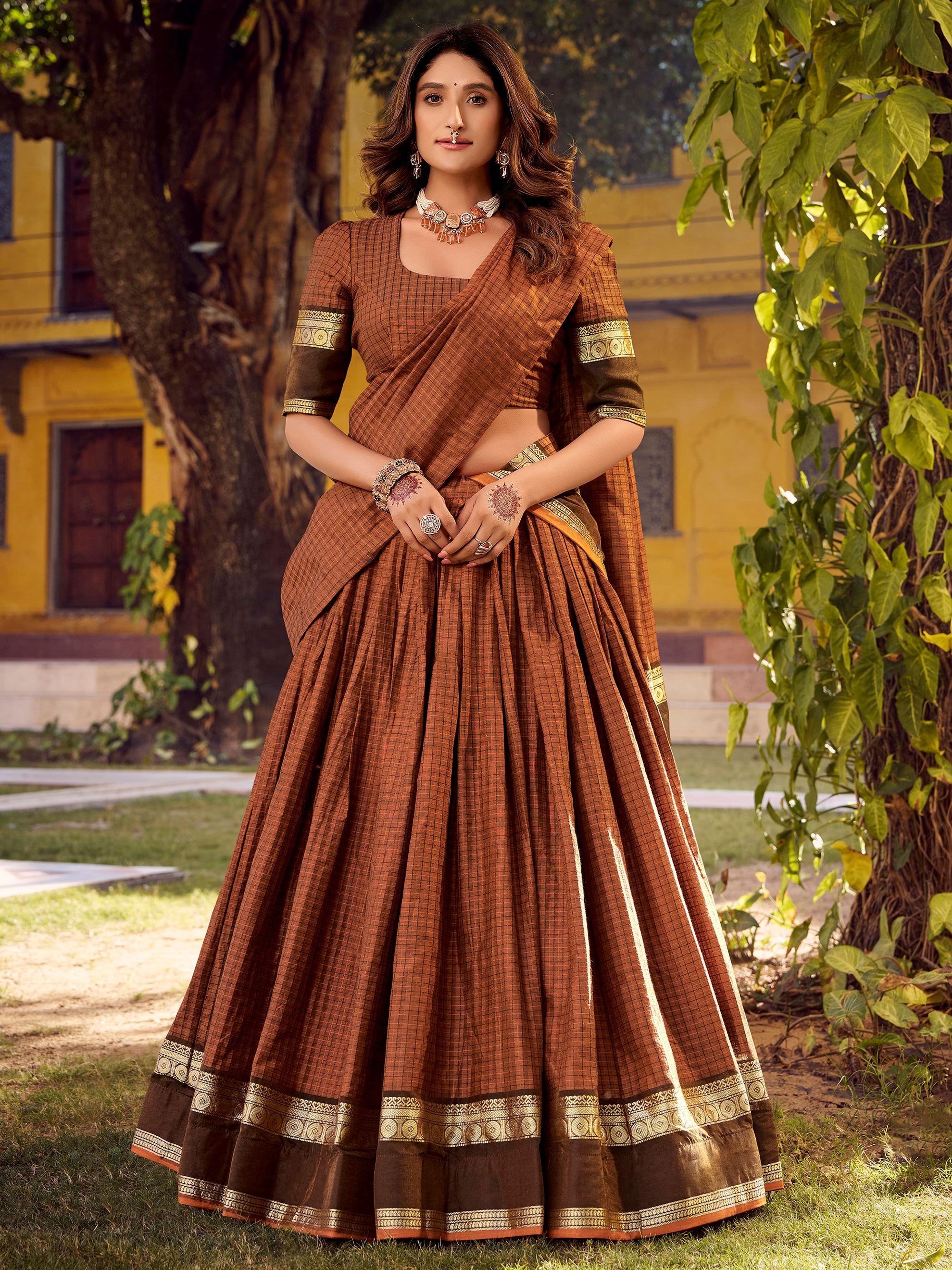 Brown Charming Digital Printed Silk Festival Wear Lehenga Choli