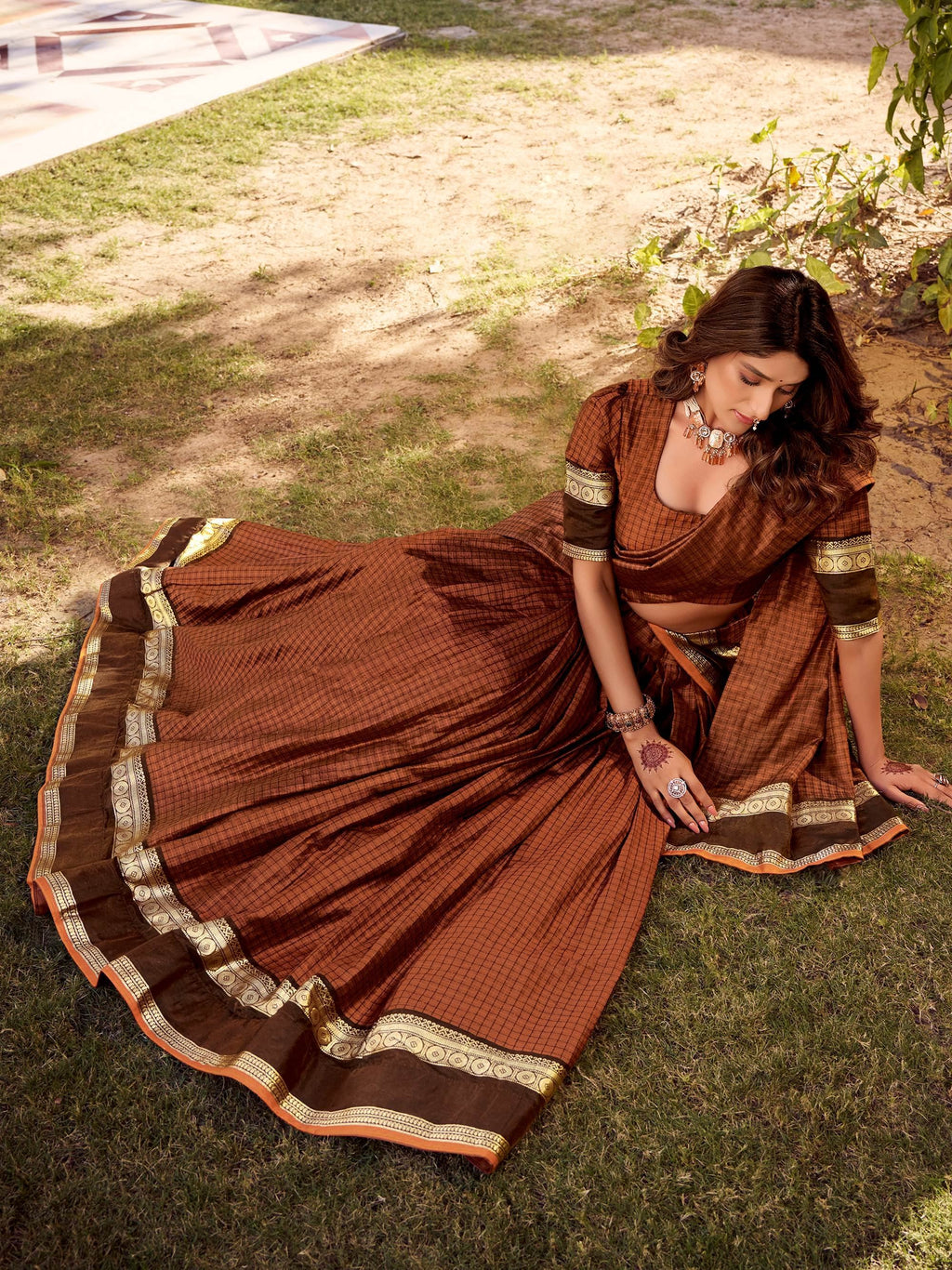 Brown Charming Digital Printed Silk Festival Wear Lehenga Choli