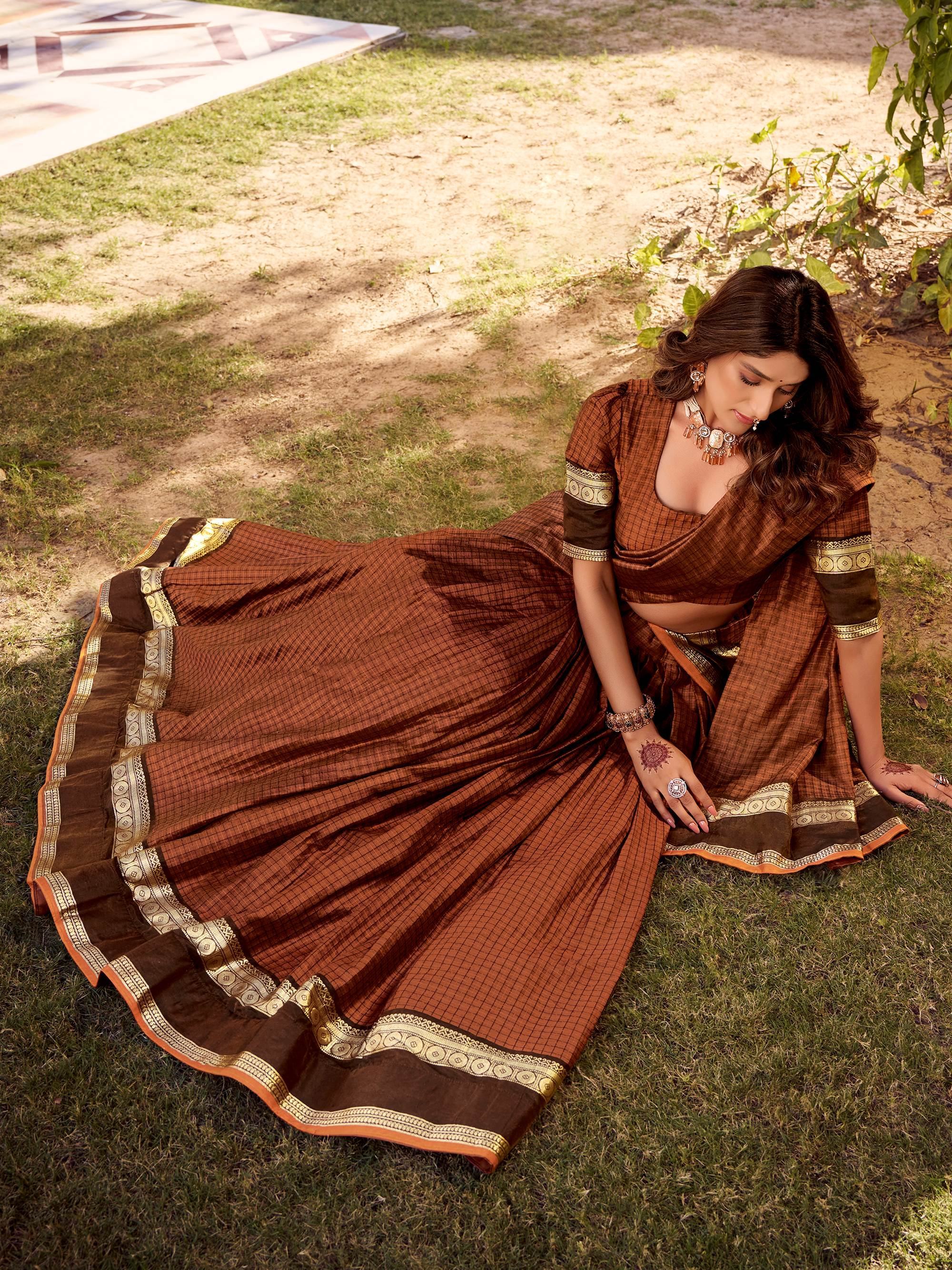 Brown Charming Digital Printed Silk Festival Wear Lehenga Choli