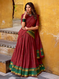 Maroon Lovely Zari Weaving Chanderi Wedding Wear Half Saree Lehenga