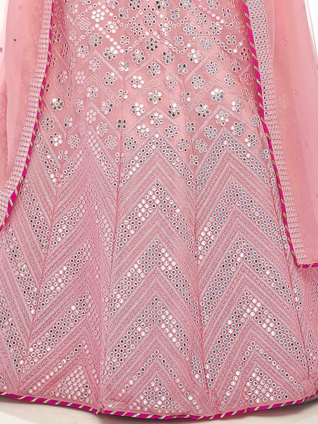 Fabulous Baby Pink Thread Embroidered Georgette Lehenga Choli