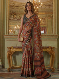 Stunning Maroon Zari Weaving Silk Wedding Wear Saree With Blouse