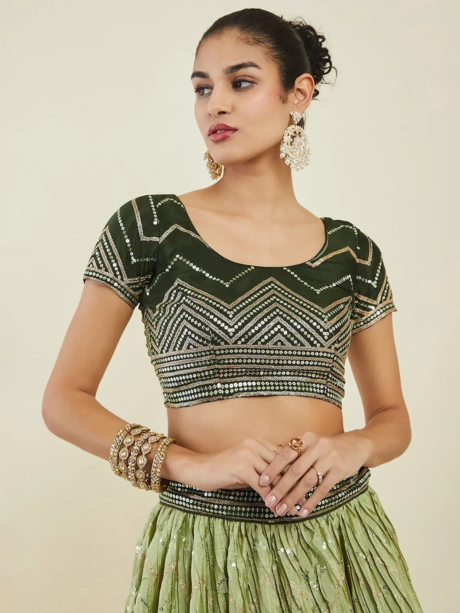 Green Enchanting Sequins Art Silk Reception Wear Lehenga Choli
