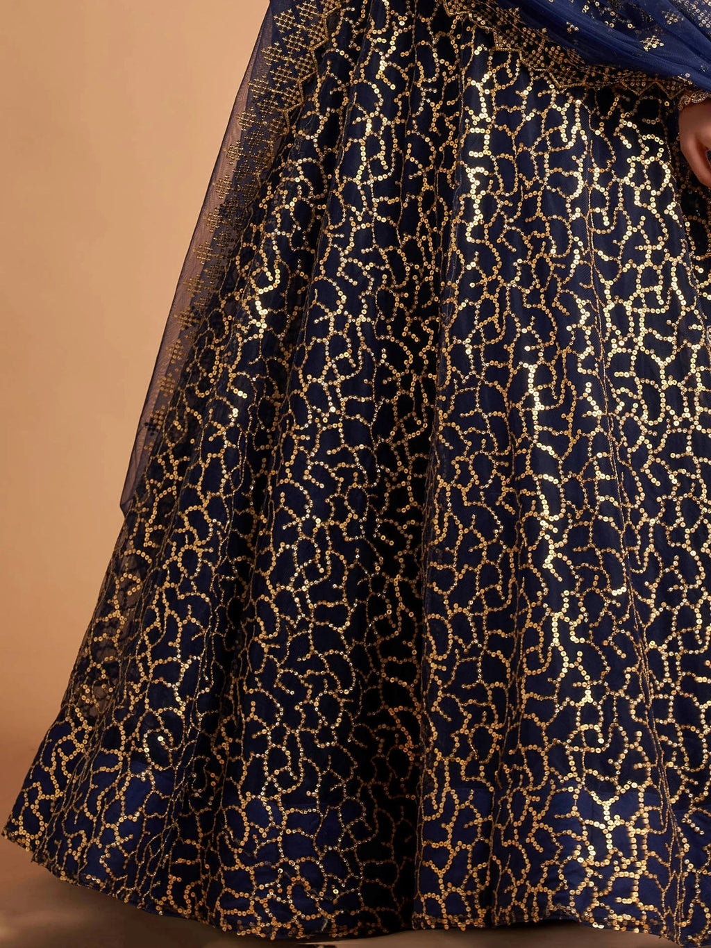 Blue Thread Embroidered Net Wedding Wear Lehenga Choli