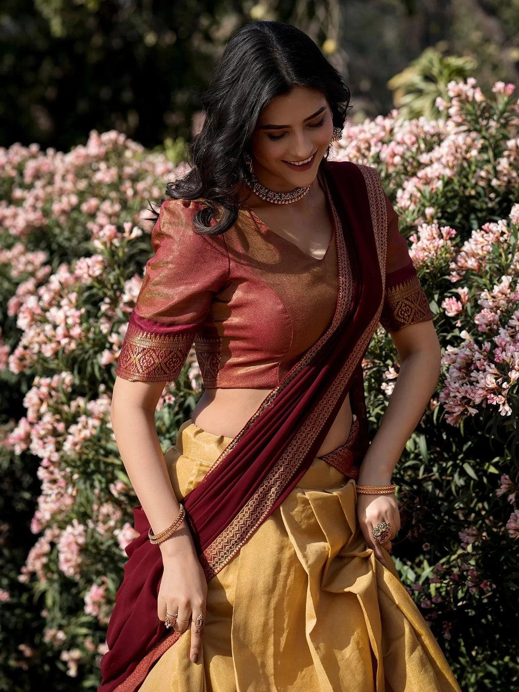 Cream Amazing Zari Weaving Kanchipuram Silk Traditional Lehenga Choli