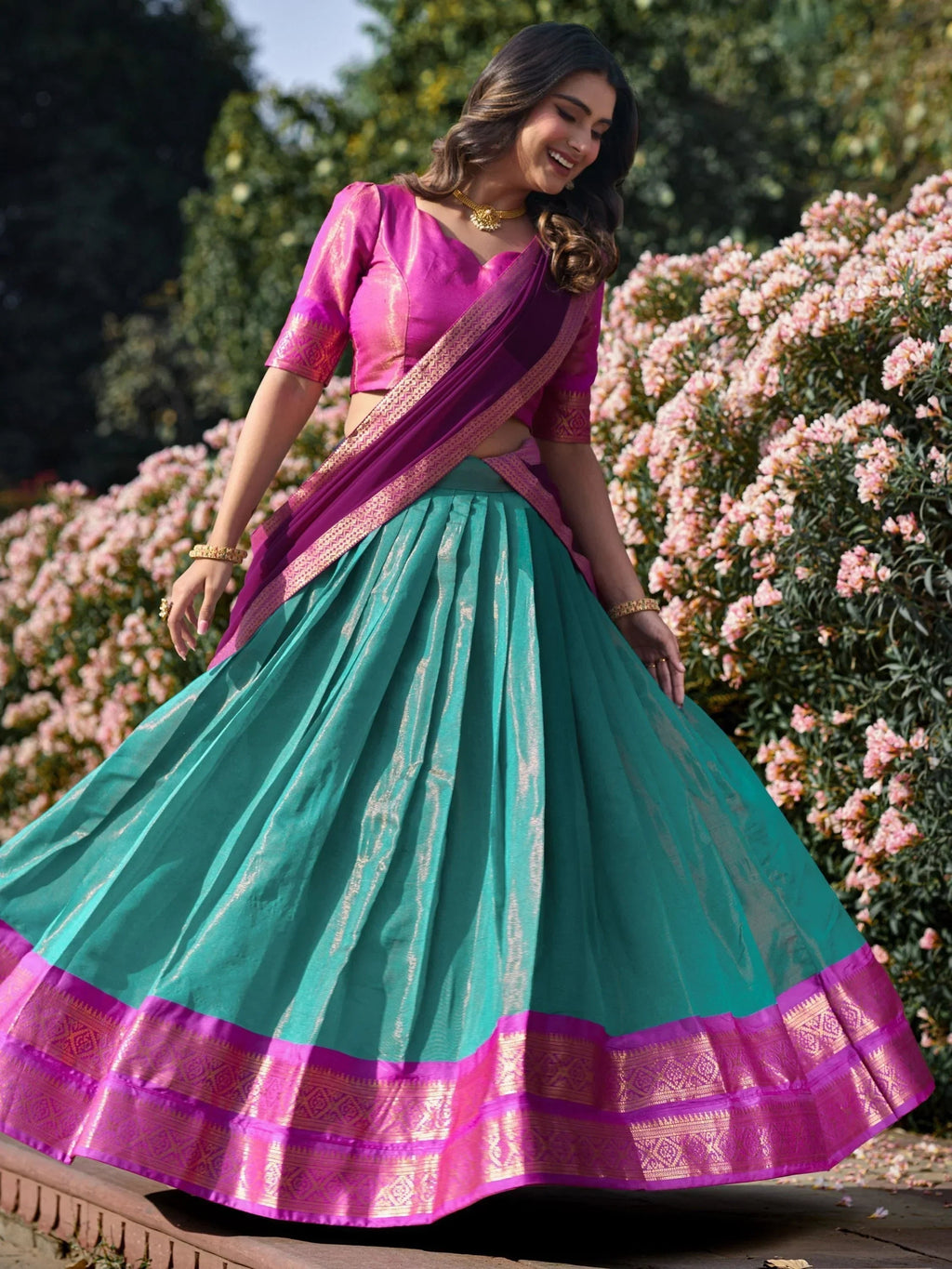Sky Blue Amazing Zari Weaving Kanchipuram Silk Traditional Lehenga Choli