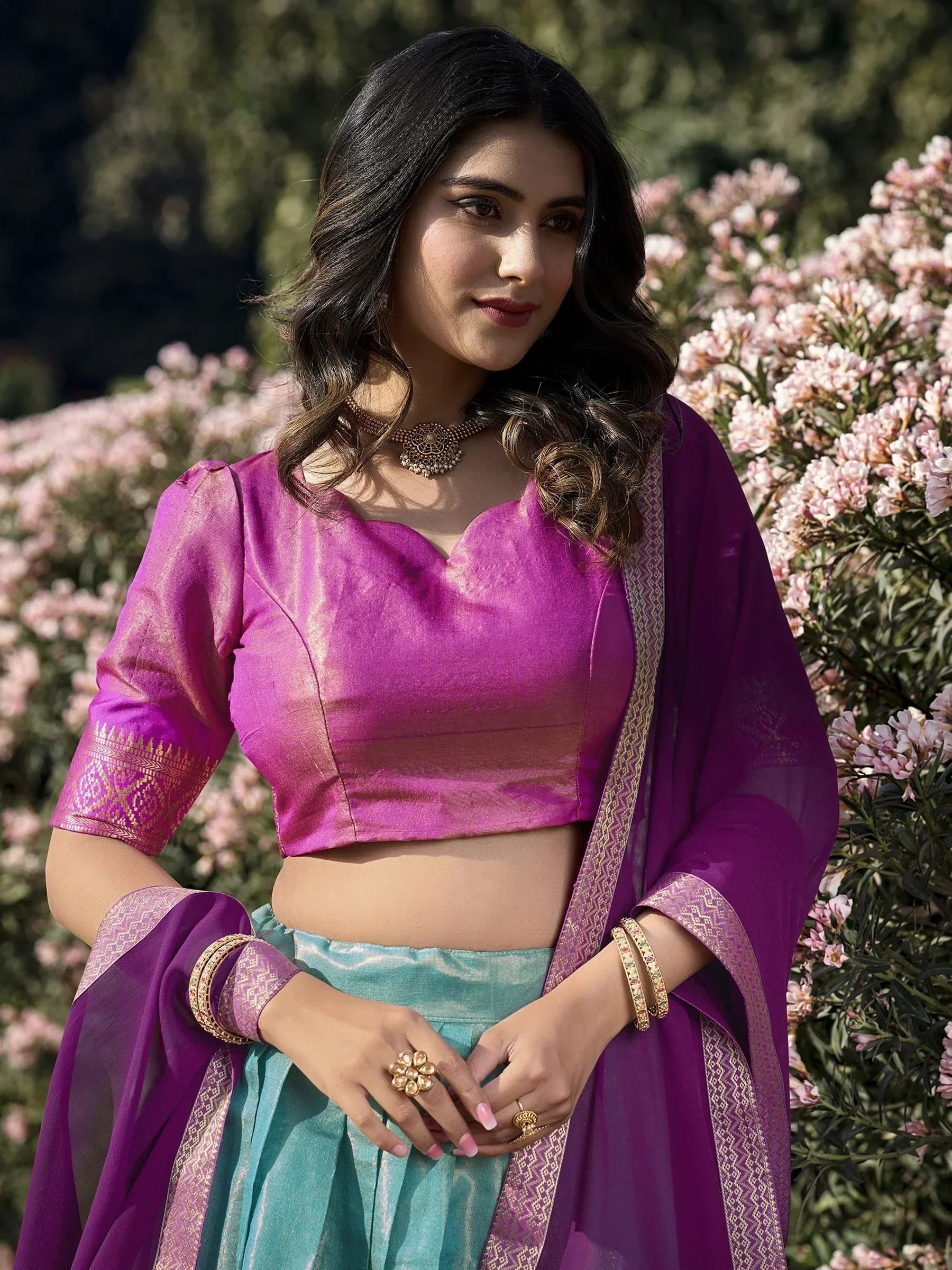 Sky Blue Amazing Zari Weaving Kanchipuram Silk Traditional Lehenga Choli