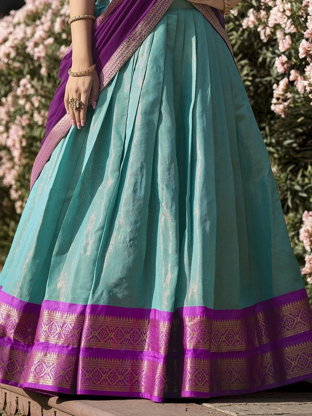 Sky Blue Amazing Zari Weaving Kanchipuram Silk Traditional Lehenga Choli