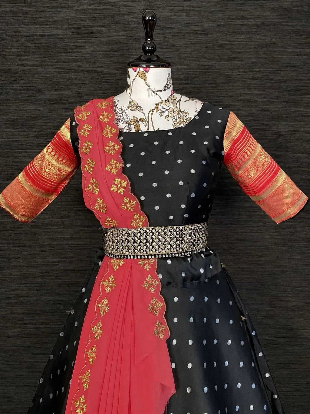Black Mesmerizing Jacquard Zari Weaving Lehenga Choli With Dupatta