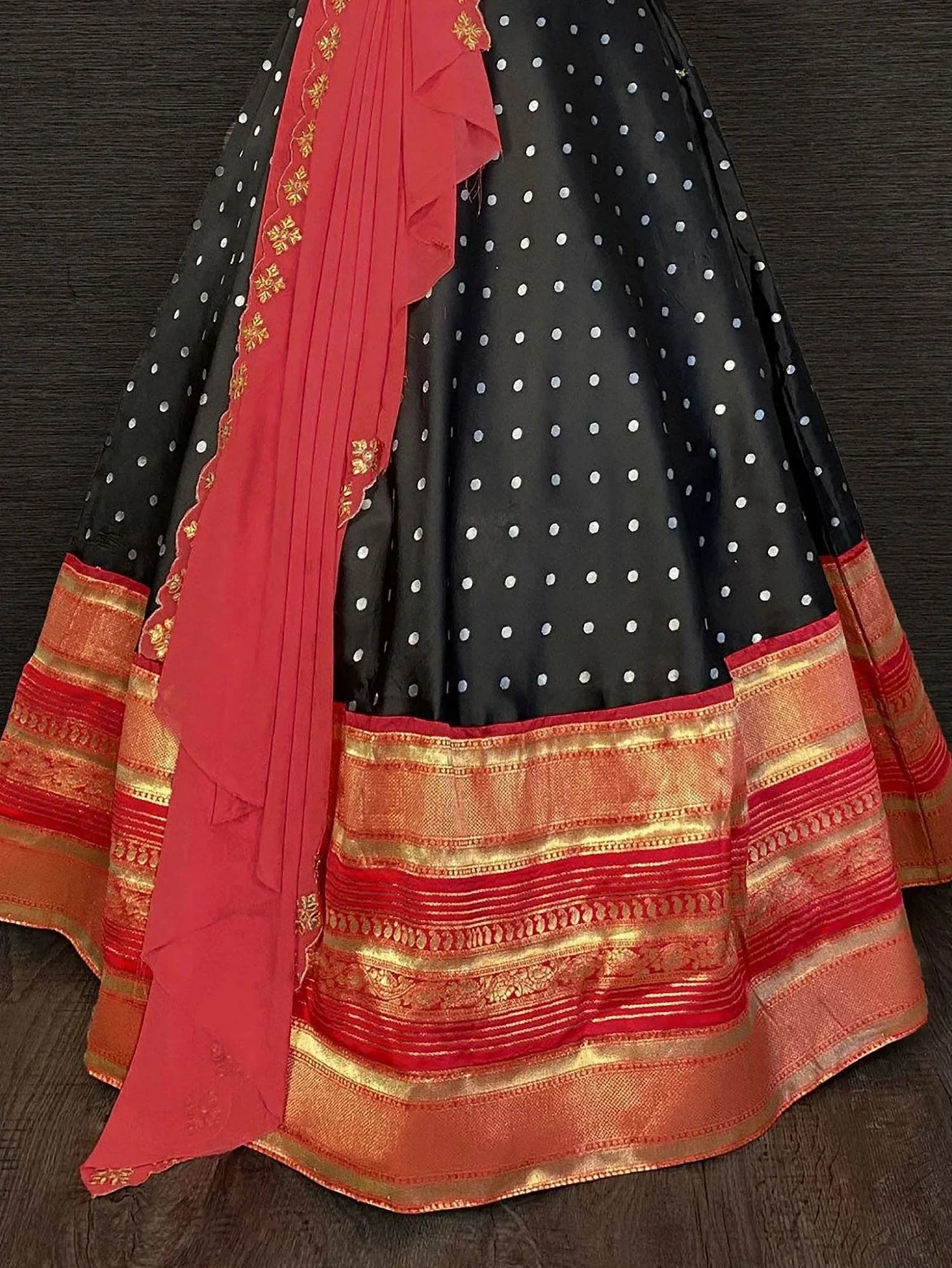 Black Mesmerizing Jacquard Zari Weaving Lehenga Choli With Dupatta