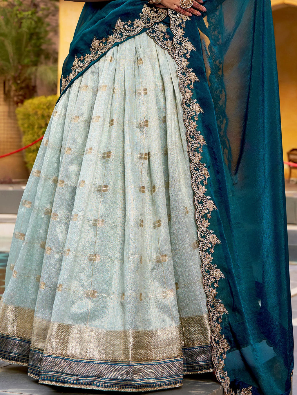 Royal Blue Mesmerizing Jacquard Zari Weaving Lehenga Choli With Dupatta