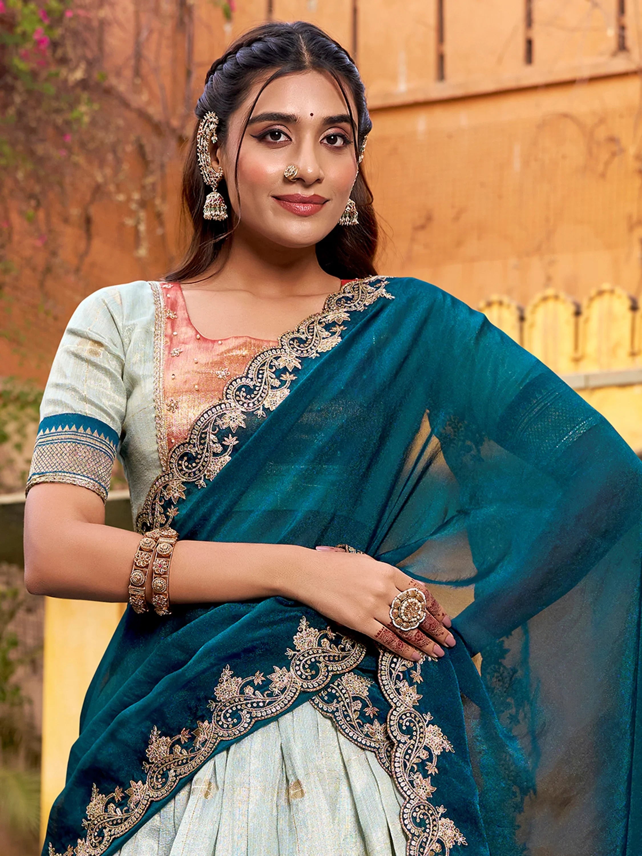 Royal Blue Mesmerizing Jacquard Zari Weaving Lehenga Choli With Dupatta