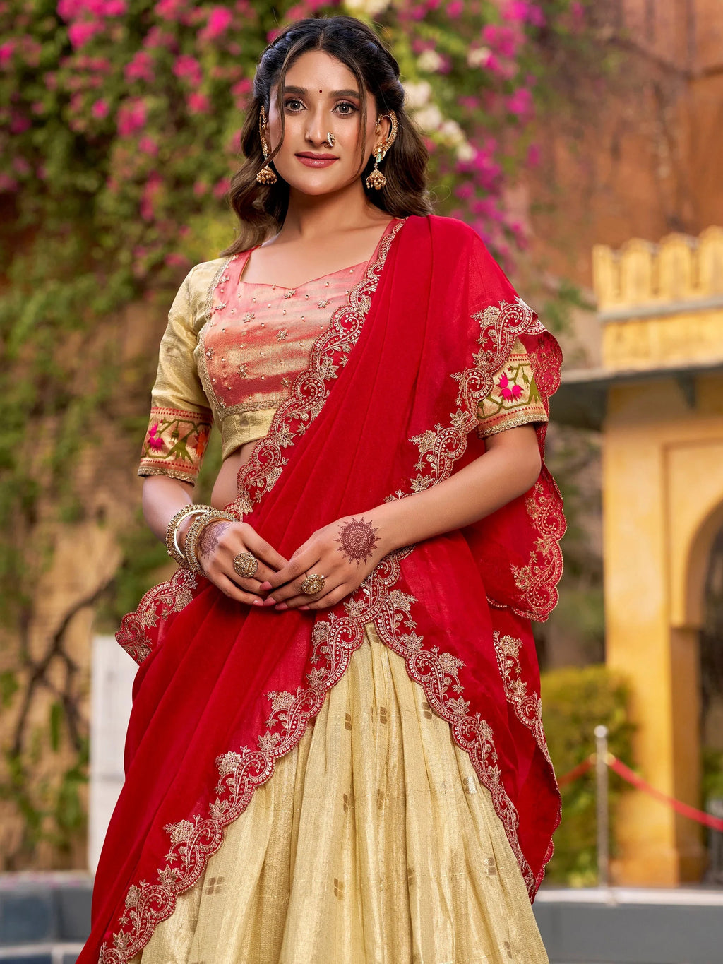 Glamorous Mesmerizing Jacquard Zari Weaving Lehenga Choli With Dupatta