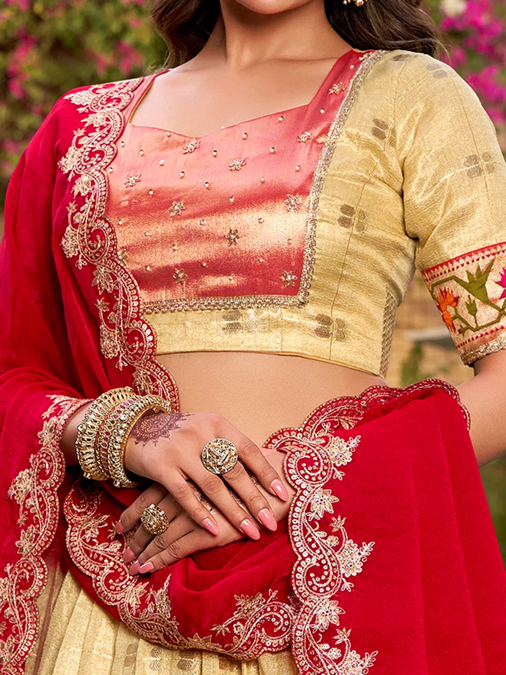 Glamorous Mesmerizing Jacquard Zari Weaving Lehenga Choli With Dupatta