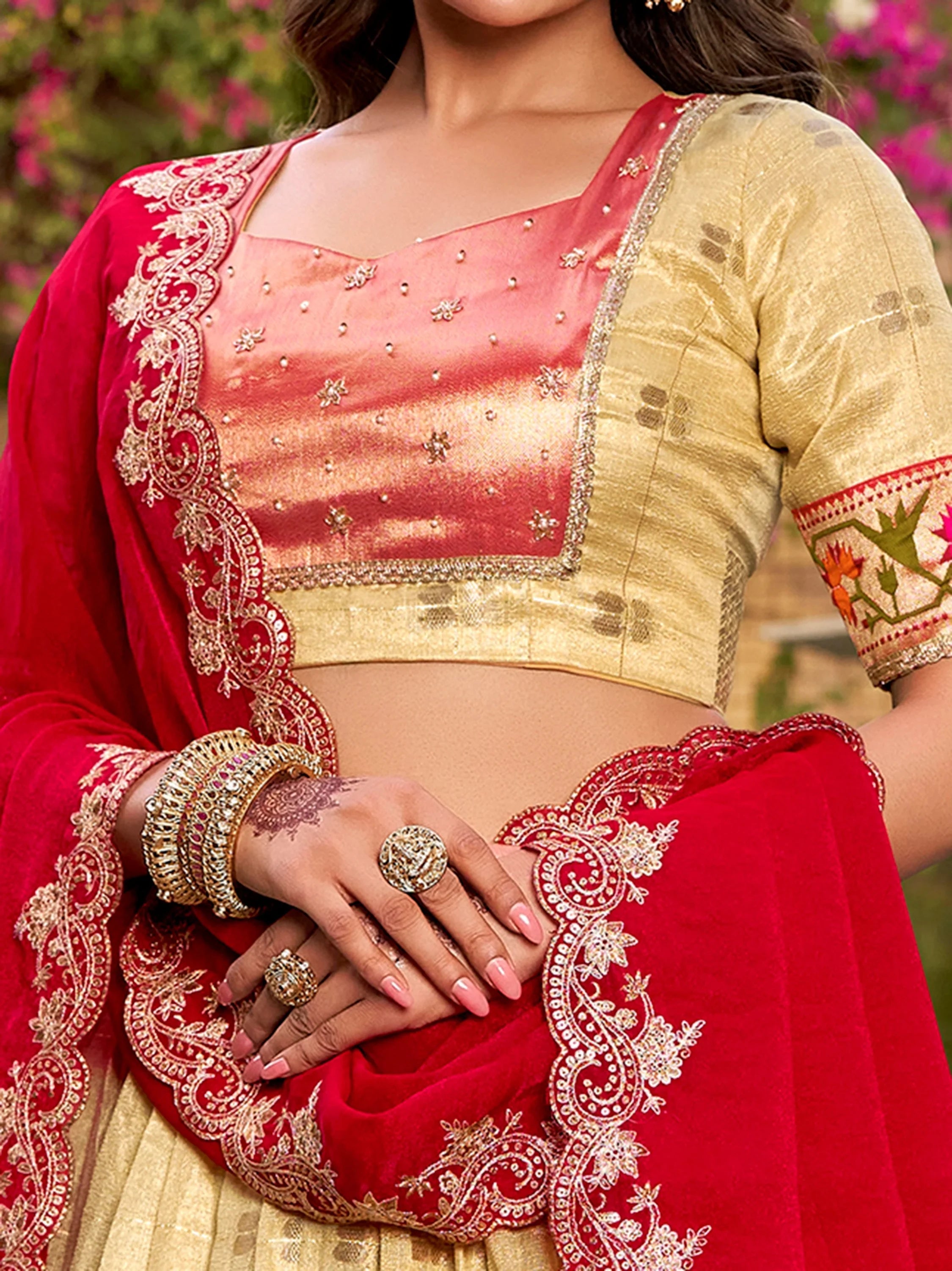Glamorous Mesmerizing Jacquard Zari Weaving Lehenga Choli With Dupatta
