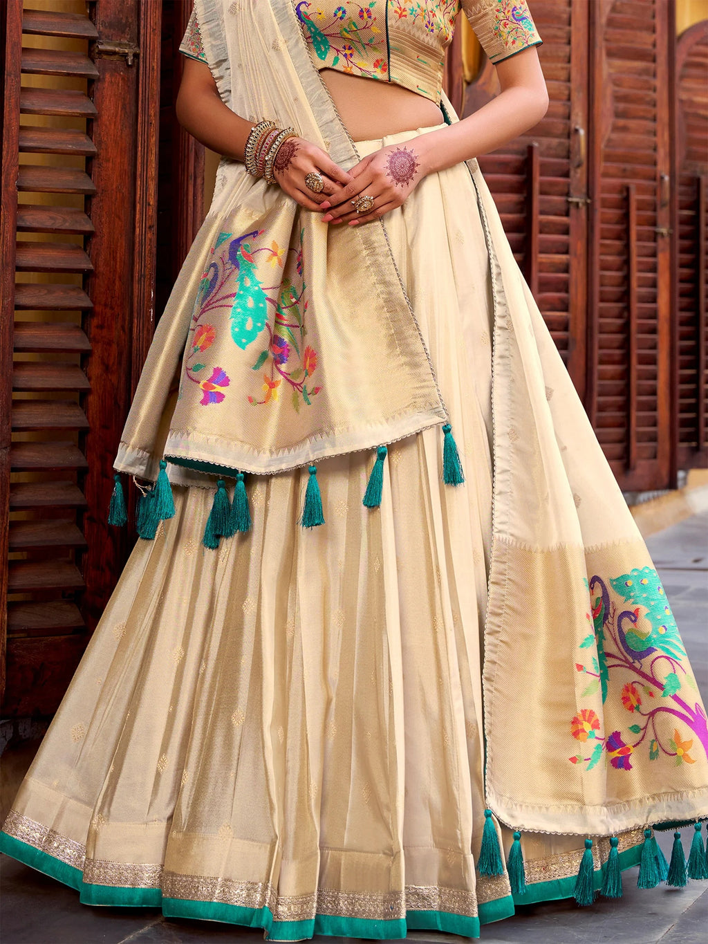 Royal Zari Work Silk Navratri Wear Lehenga Choli With Dupatta