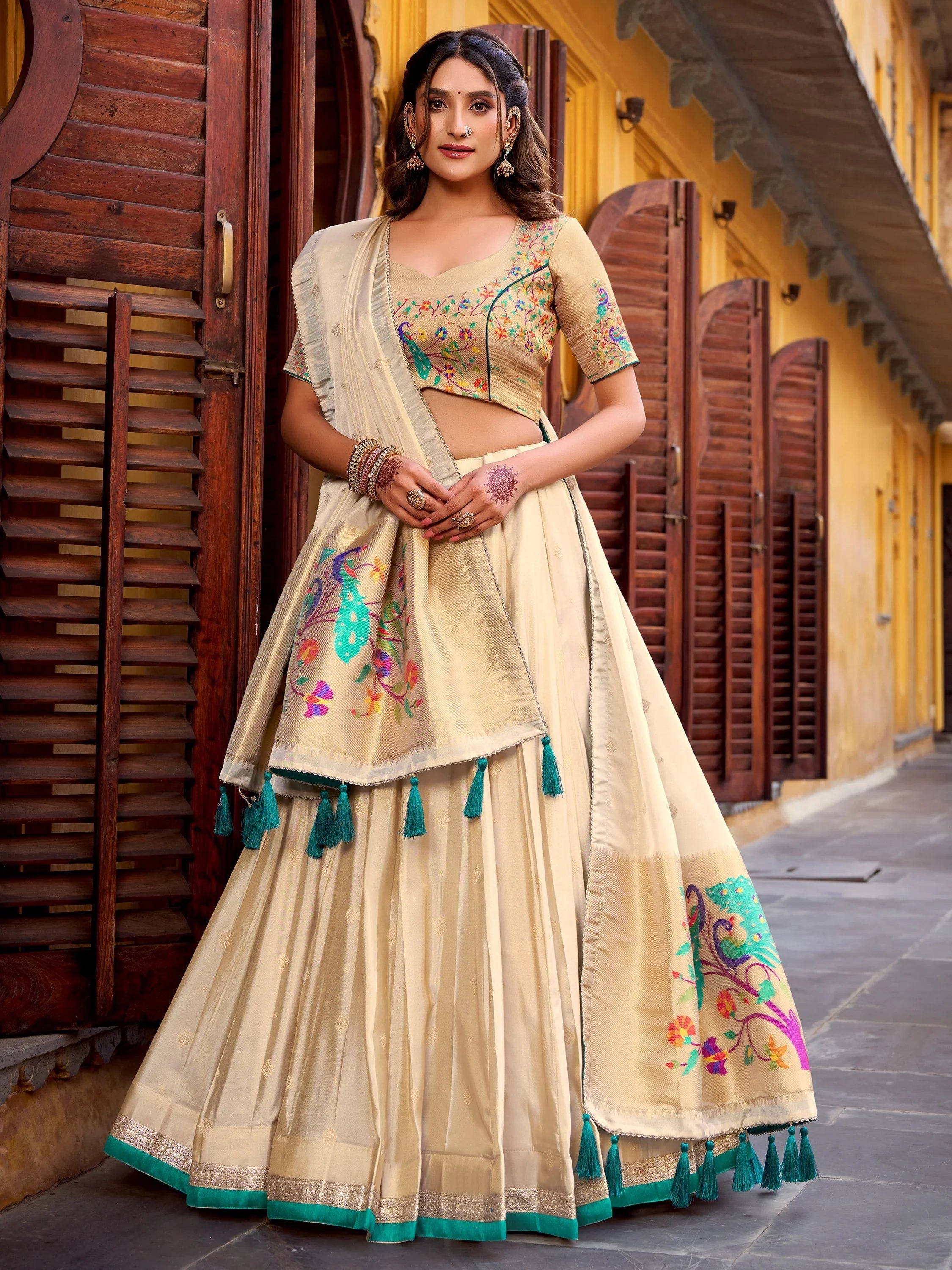 Royal Zari Work Silk Navratri Wear Lehenga Choli With Dupatta