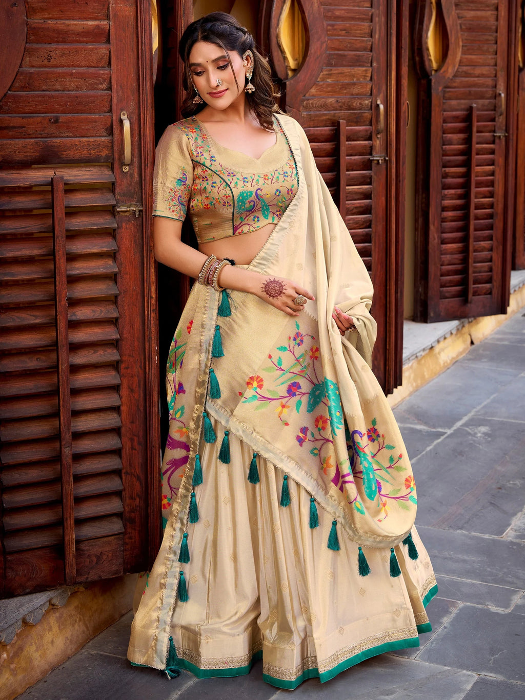 Royal Zari Work Silk Navratri Wear Lehenga Choli With Dupatta