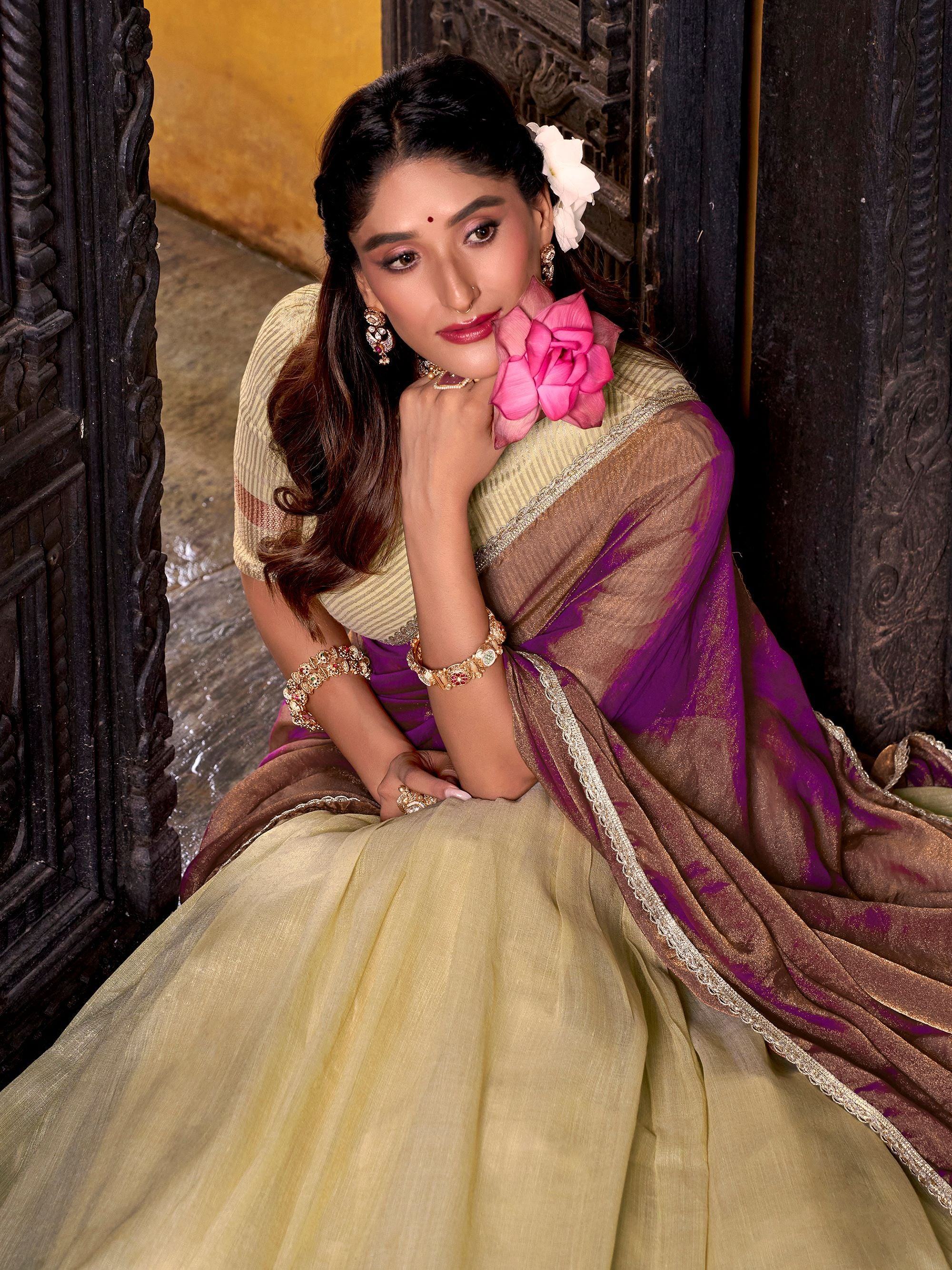 Yellow Charming Zari Weaving Silk Half Saree Lehenga Choli