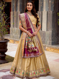 Cream Beautiful Zari Weaving Silk Traditional Lehenga Choli With Dupatta