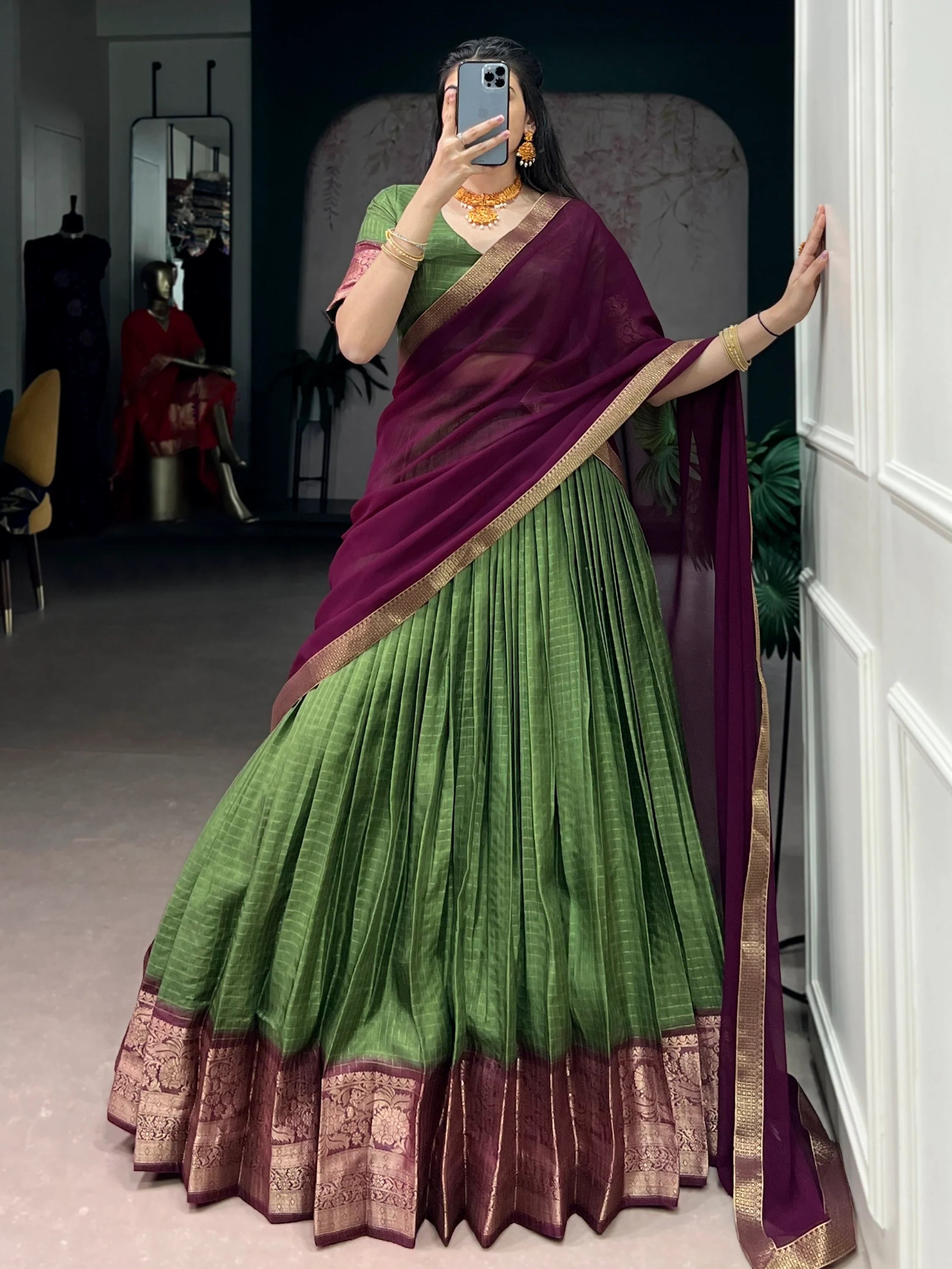 Green Regal Zari Weaving Silk Festive Wear Lehenga Choli With Dupatta