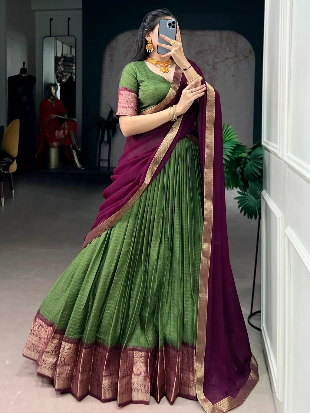 Green Regal Zari Weaving Silk Festive Wear Lehenga Choli With Dupatta