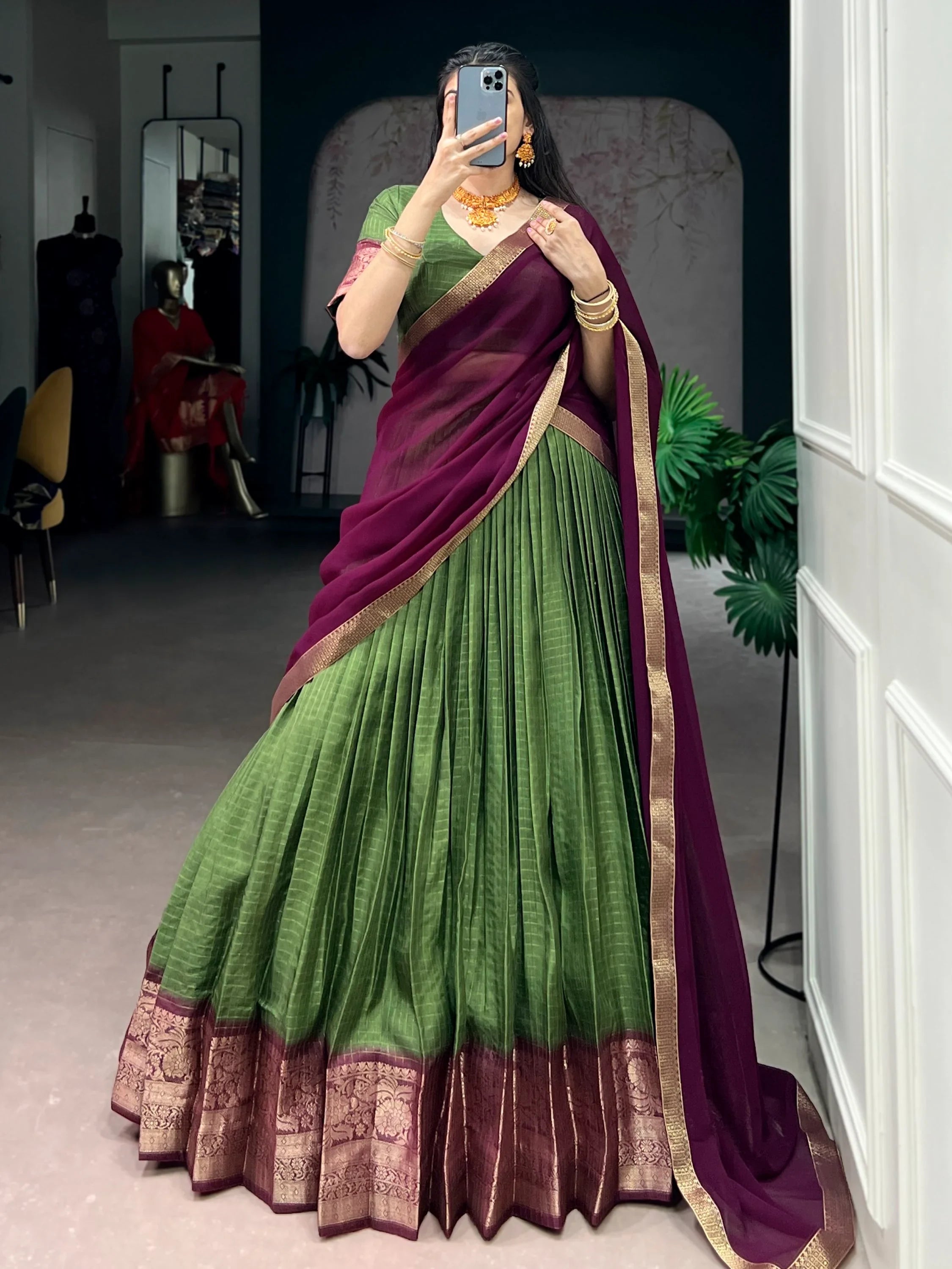 Green Regal Zari Weaving Silk Festive Wear Lehenga Choli With Dupatta