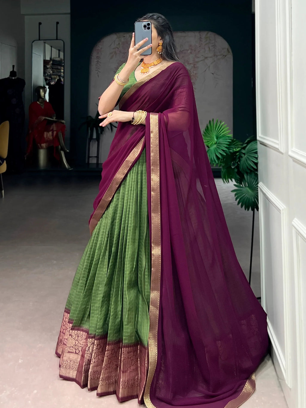 Green Regal Zari Weaving Silk Festive Wear Lehenga Choli With Dupatta
