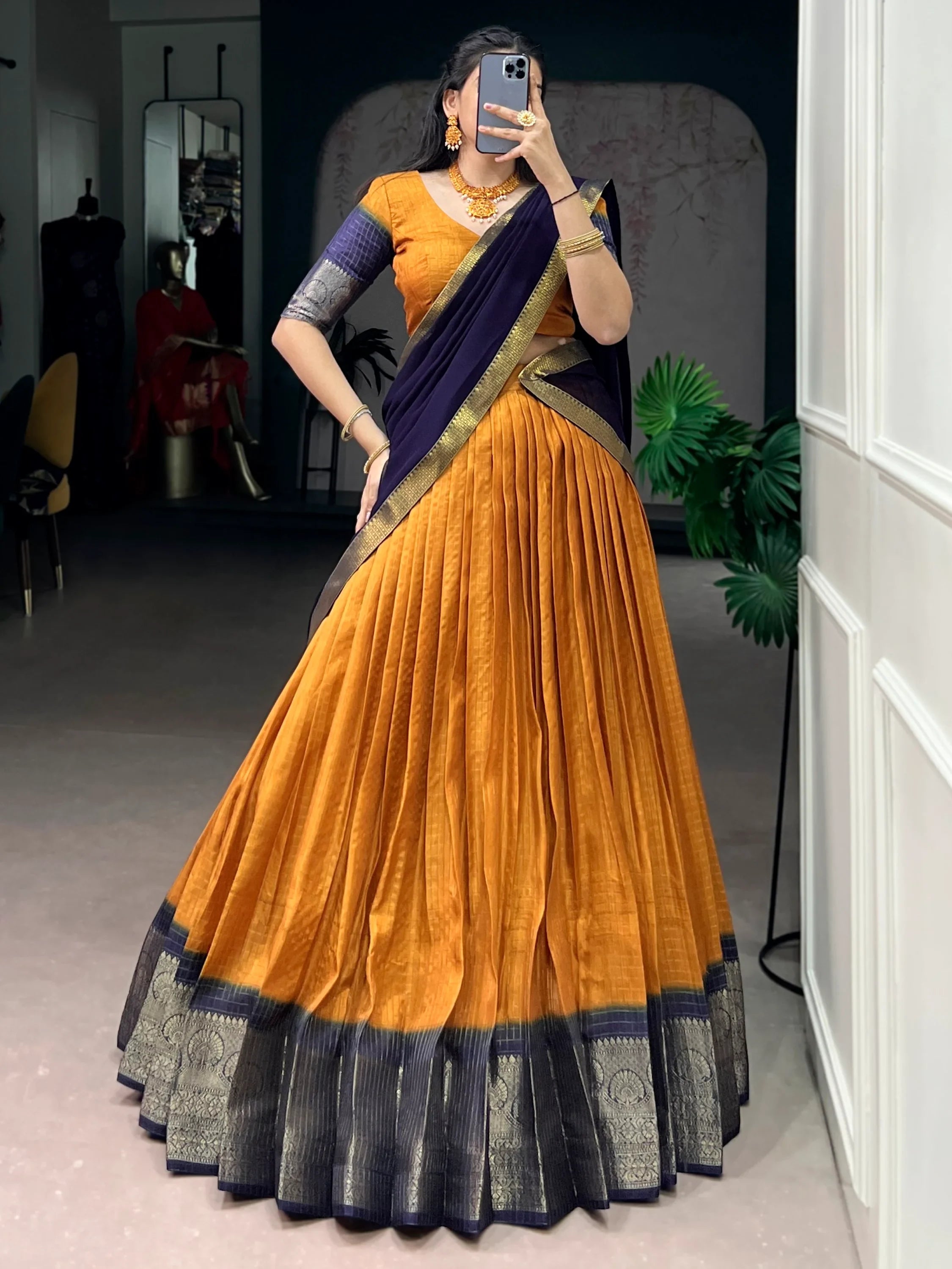 Mustard Regal Zari Weaving Silk Festive Wear Lehenga Choli With Dupatta