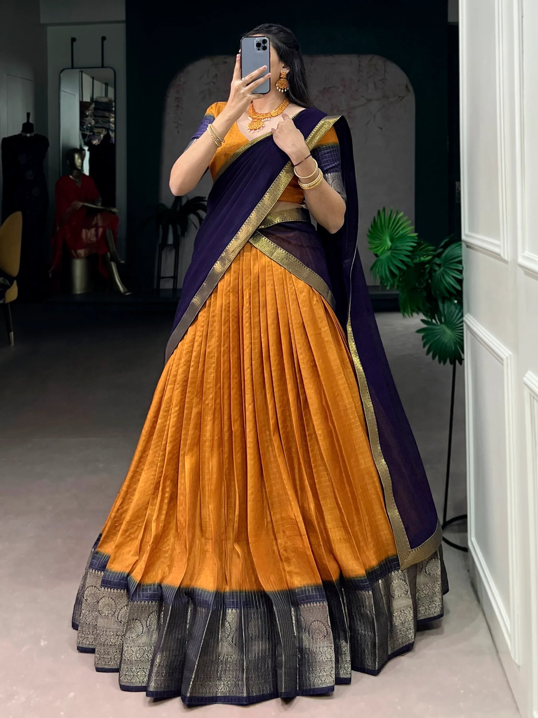 Mustard Regal Zari Weaving Silk Festive Wear Lehenga Choli With Dupatta