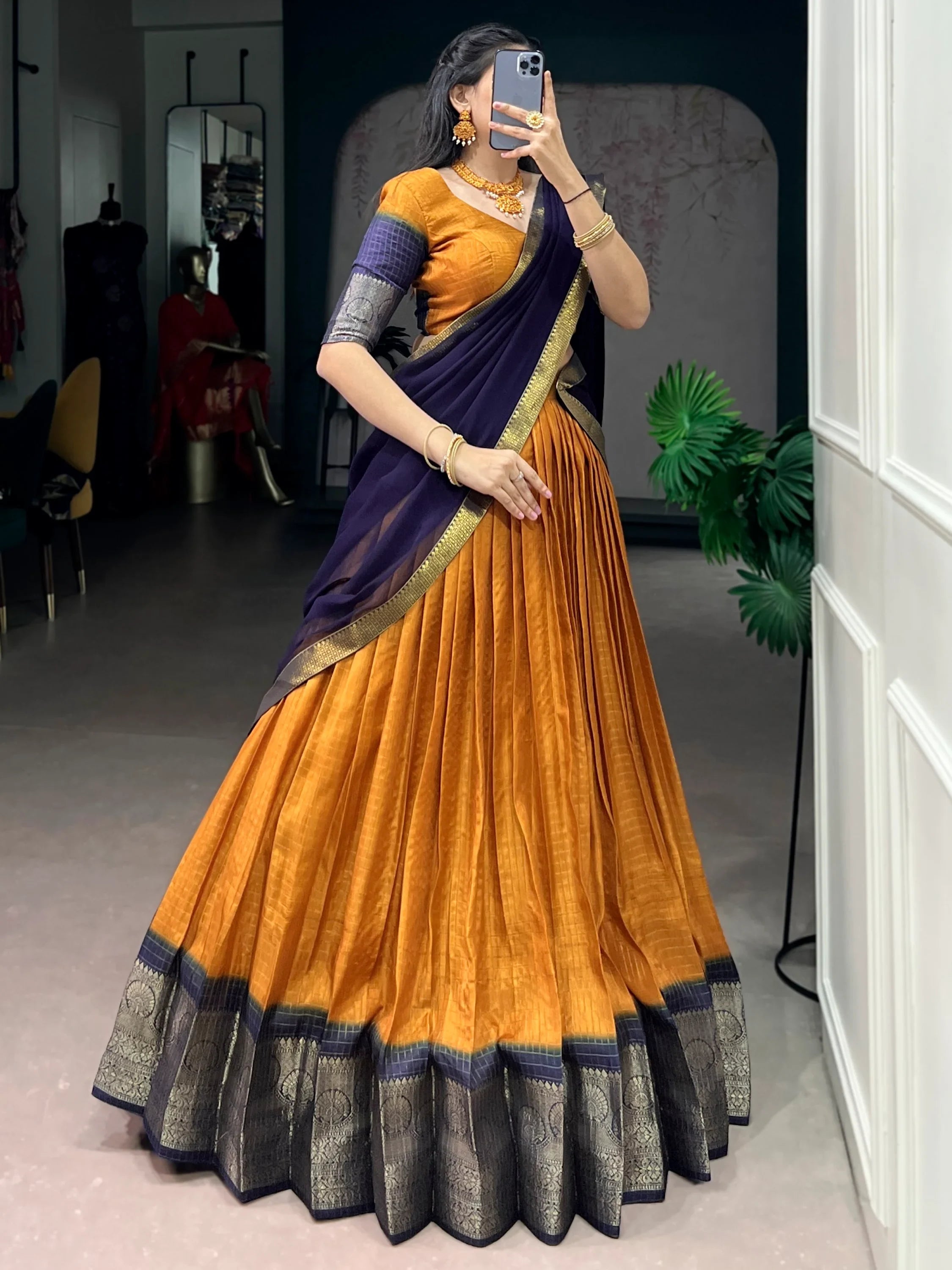 Mustard Regal Zari Weaving Silk Festive Wear Lehenga Choli With Dupatta