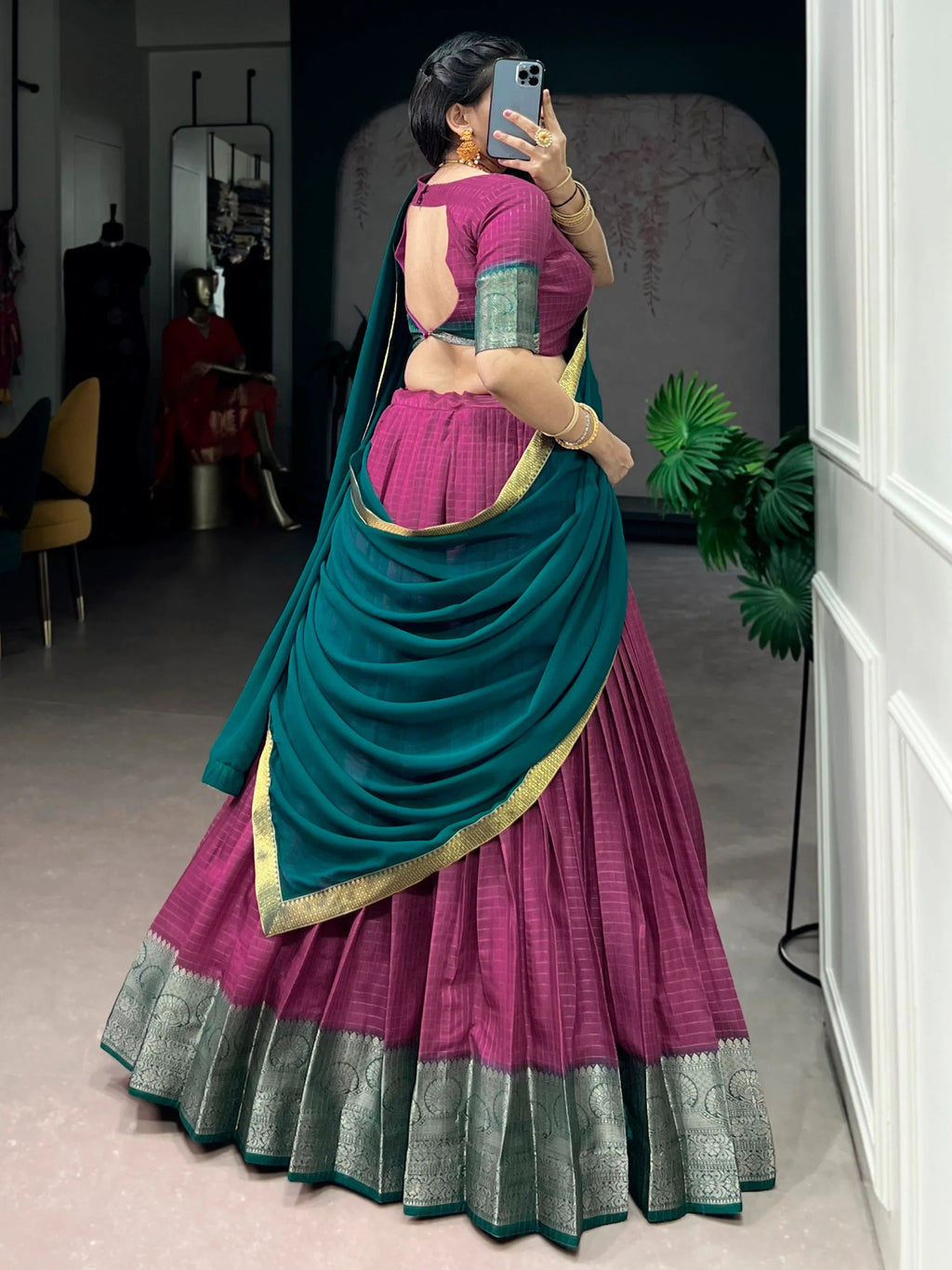 Pink Regal Zari Weaving Silk Festive Wear Lehenga Choli With Dupatta