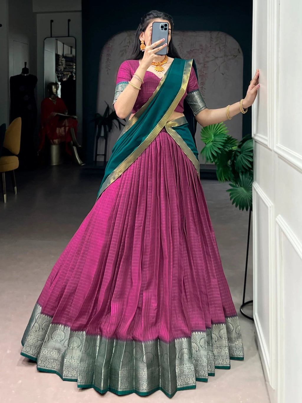 Pink Regal Zari Weaving Silk Festive Wear Lehenga Choli With Dupatta