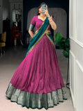 Pink Regal Zari Weaving Silk Festive Wear Lehenga Choli With Dupatta
