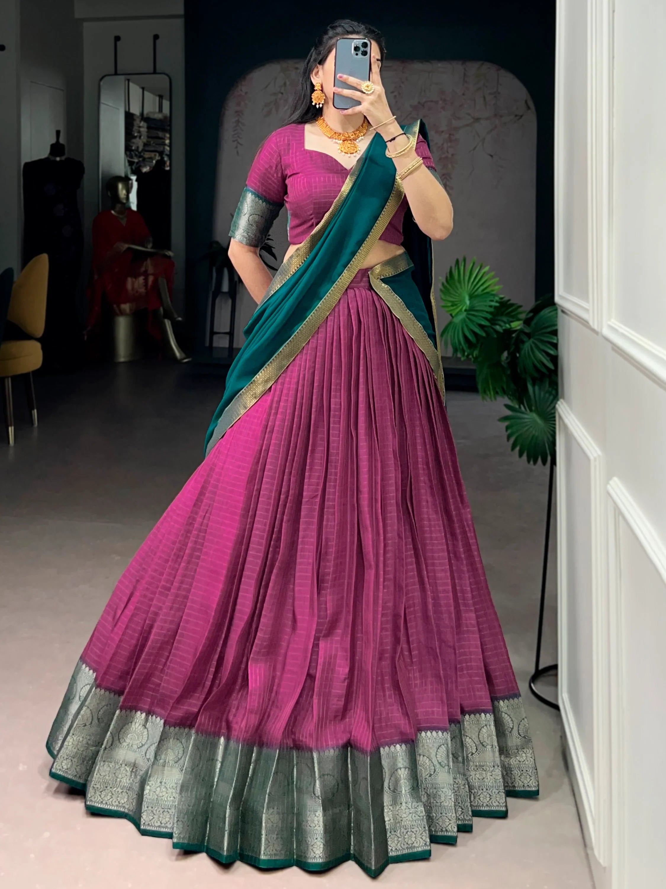 Pink Regal Zari Weaving Silk Festive Wear Lehenga Choli With Dupatta