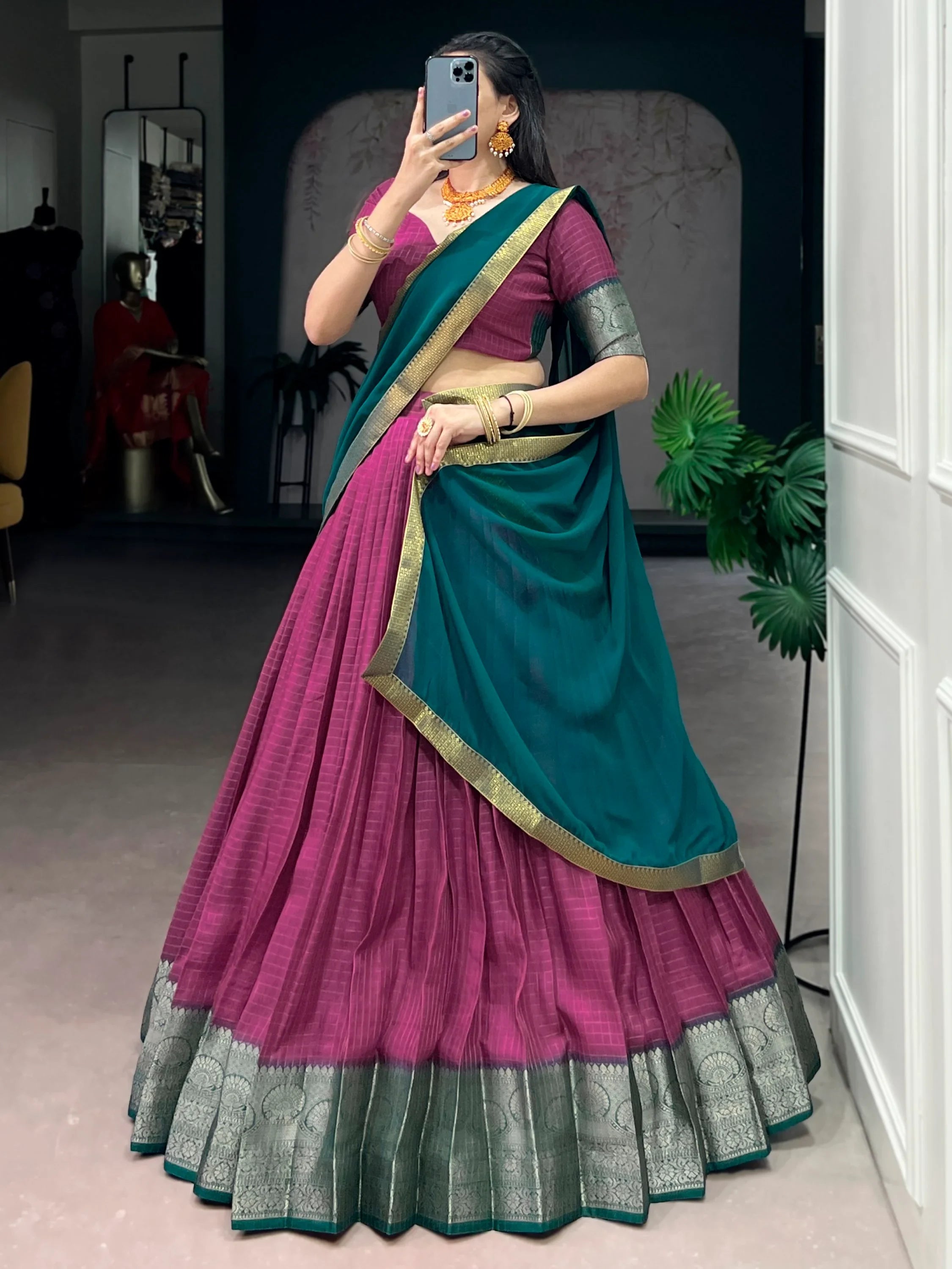 Pink Regal Zari Weaving Silk Festive Wear Lehenga Choli With Dupatta