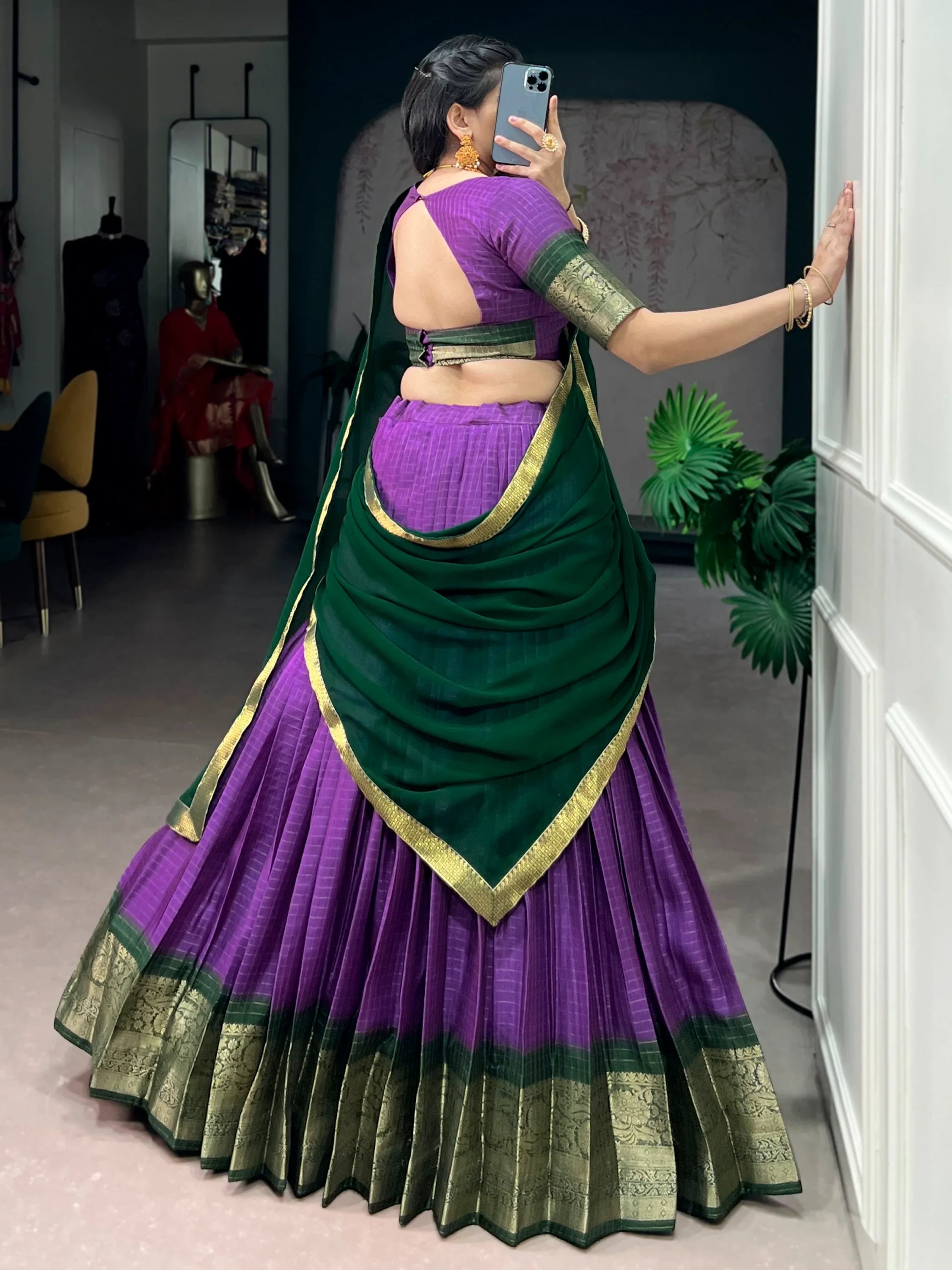 Purple Regal Zari Weaving Silk Festive Wear Lehenga Choli With Dupatta