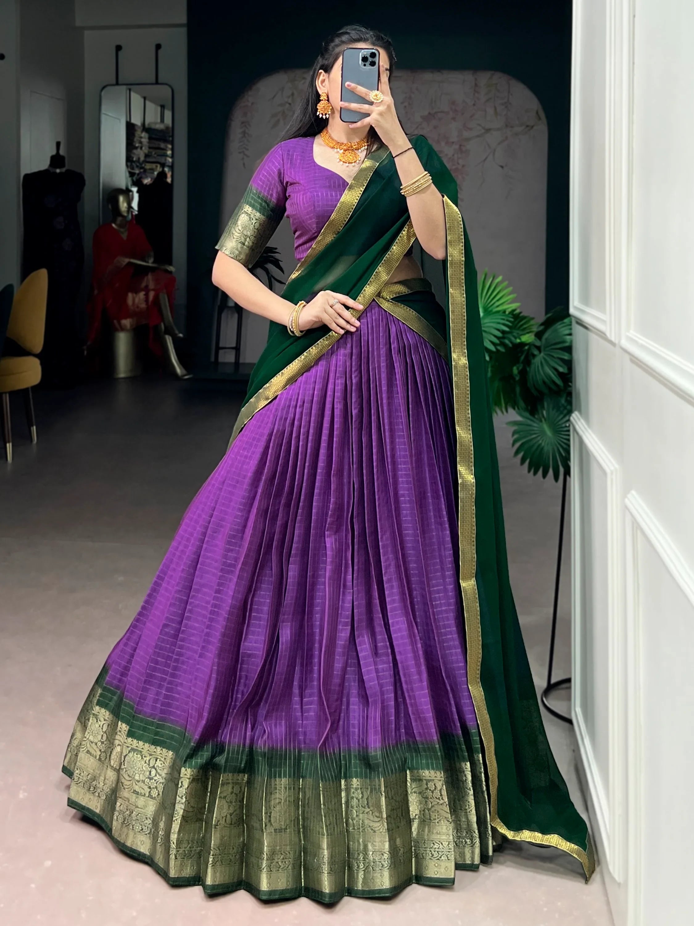 Purple Regal Zari Weaving Silk Festive Wear Lehenga Choli With Dupatta