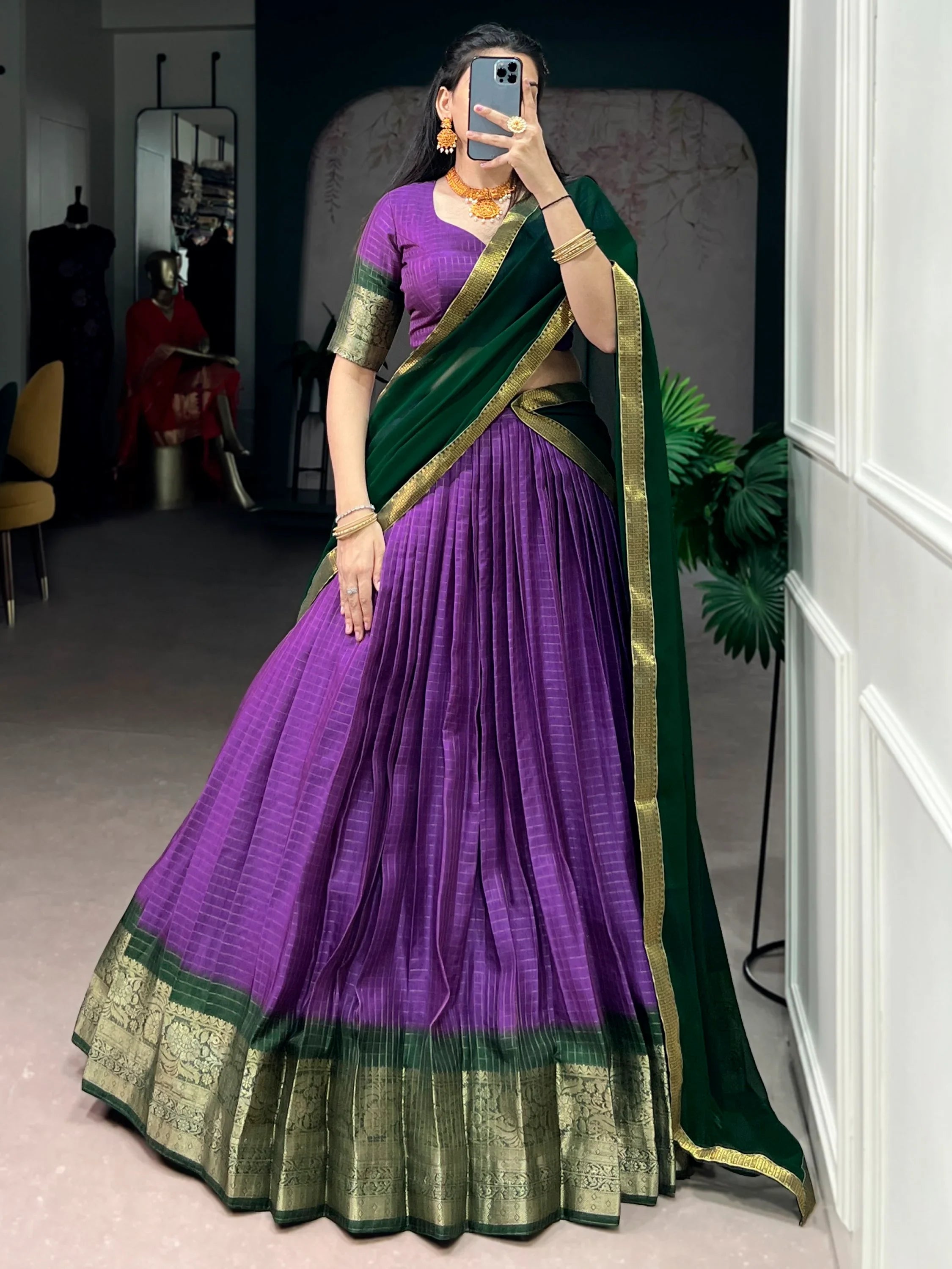 Purple Regal Zari Weaving Silk Festive Wear Lehenga Choli With Dupatta