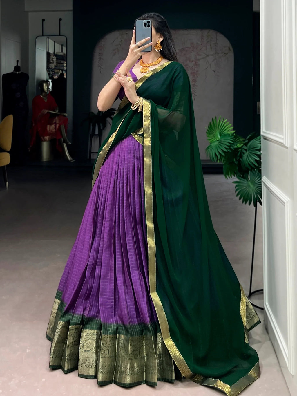 Purple Regal Zari Weaving Silk Festive Wear Lehenga Choli With Dupatta