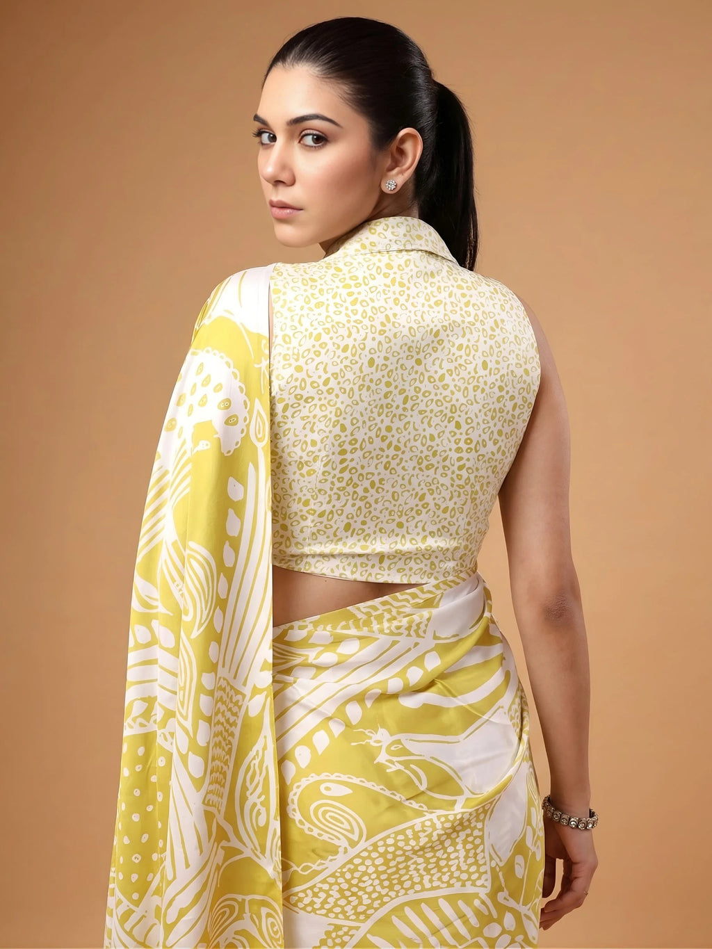 Yellow Charming Digital Printed Satin Festive Wear Saree With Blouse