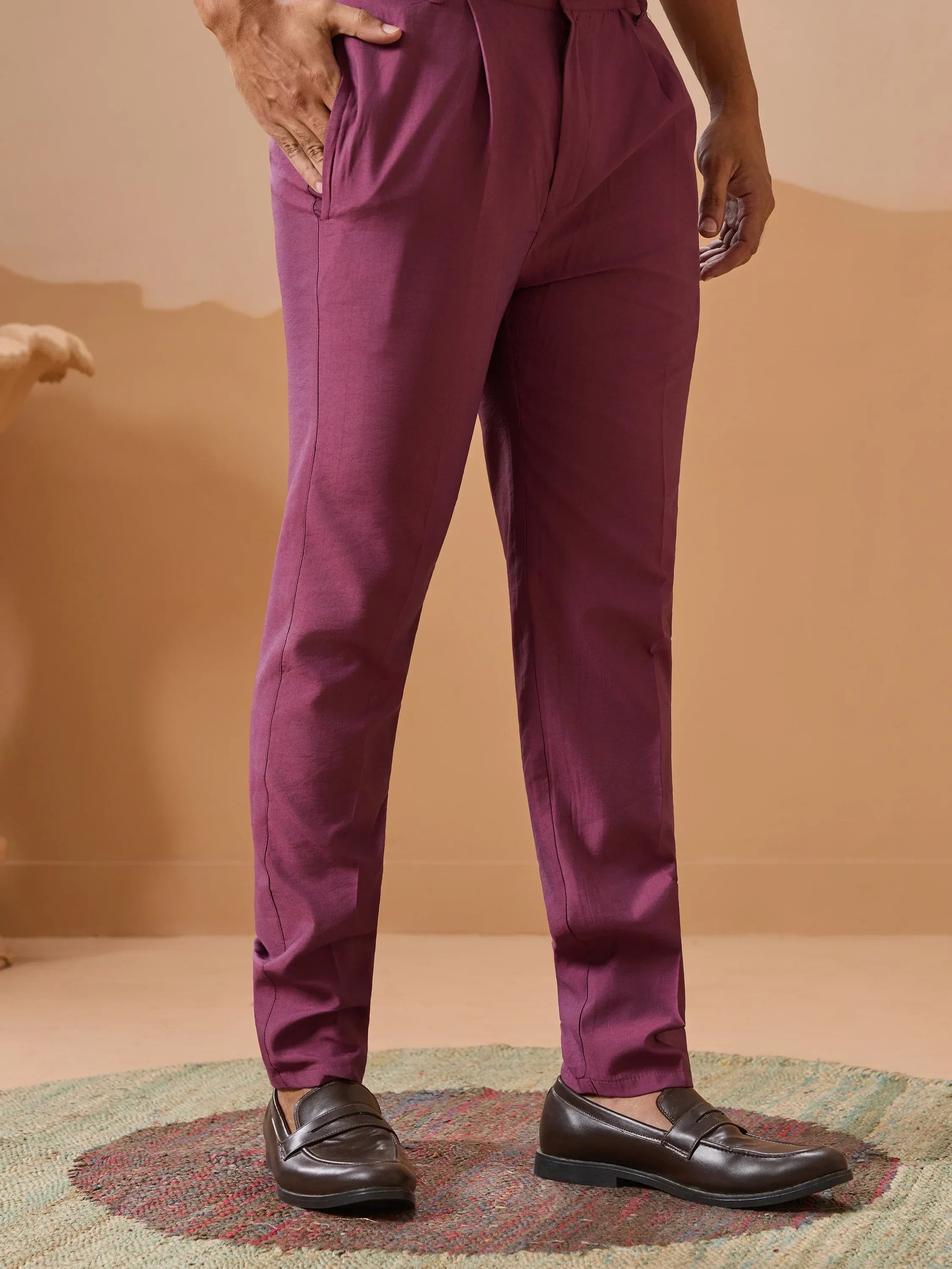 Fabulous Dusty Purple Thread Work Viscose Silk Men Kurta With Pant And Jacket