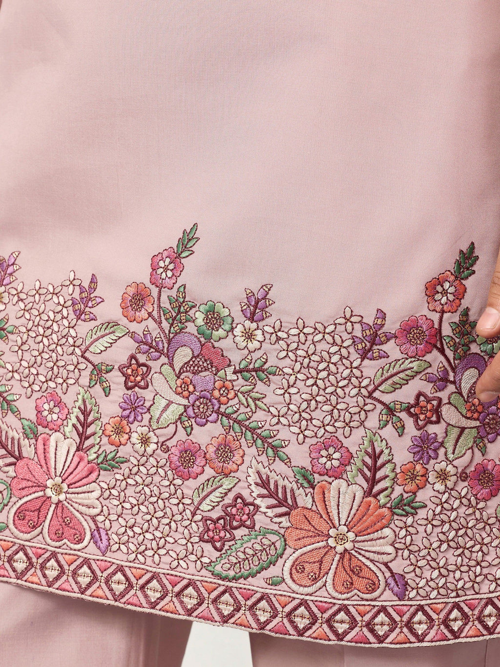 Awesome Pink Embroidered Silk Function Wear Men’s Kurta Set